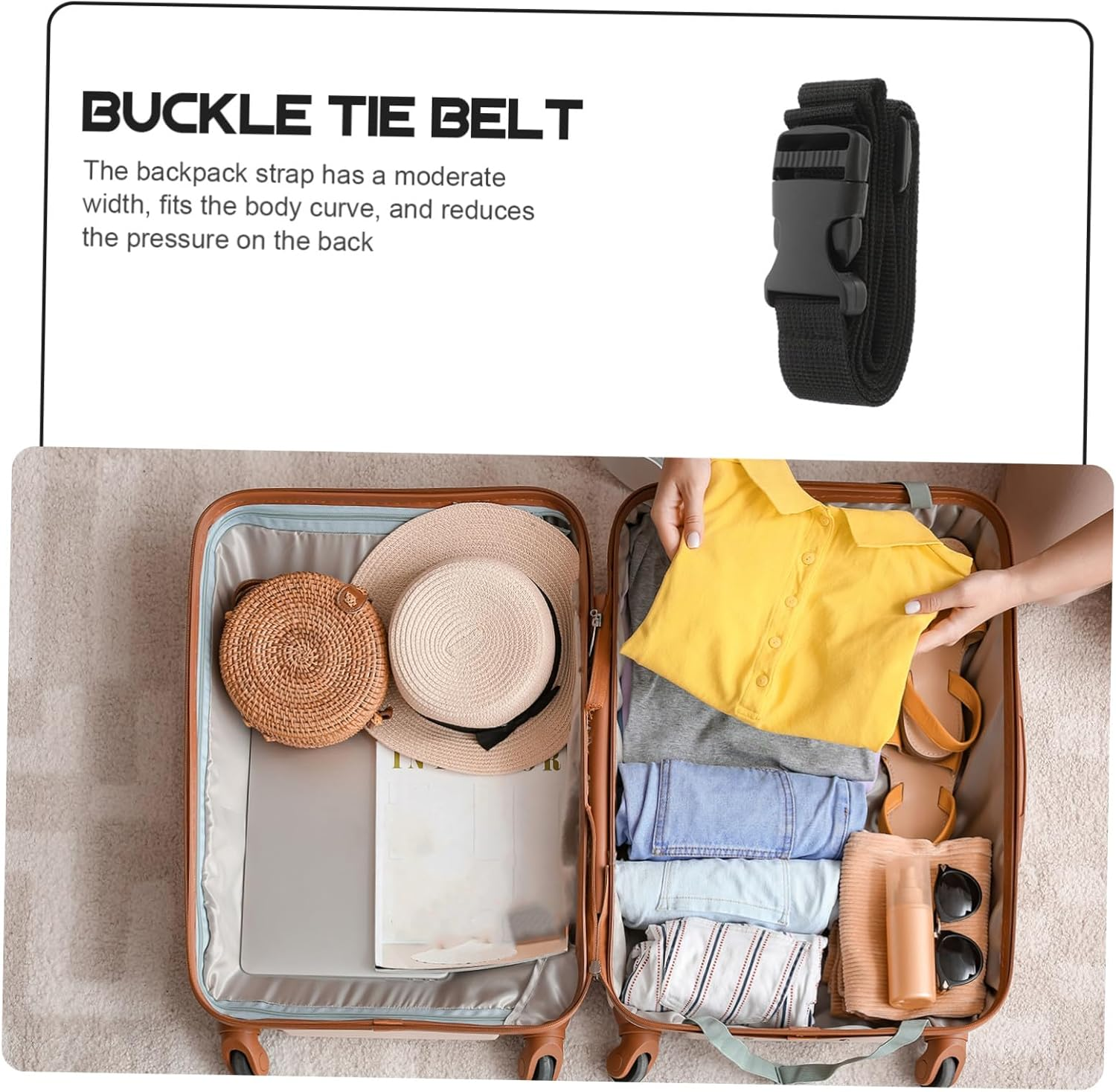 LAPYAPPE Adjustable Utility Bag Strap with Secure Buckle Wide Multipurpose Luggage Strap Extender for Hiking Backpacks Outdoor Gear Travel and Sports Bags image number 1