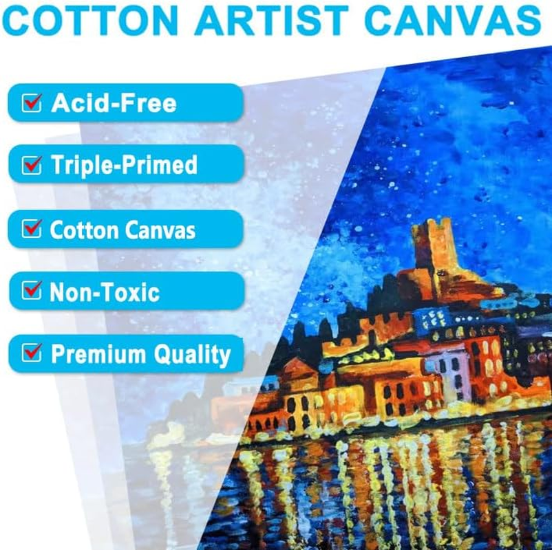 10 Packs Blank Canvas Panels Board 20 X 20 Cm(8" X 8"), 100% Cotton for Acrylic Painting, Oil Paint & Wet Water Art Media, Canvases for Professional Artist, Hobby Painters & Beginners image number 4