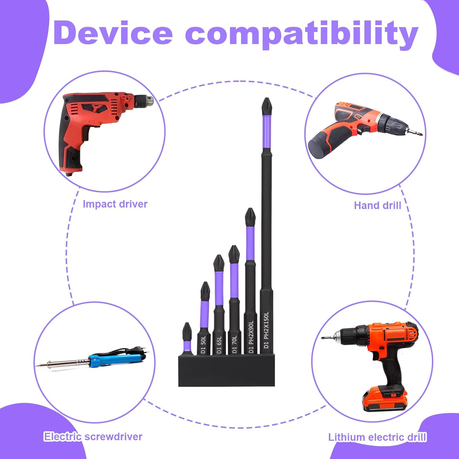 6 Pieces Upgraded High Hardness and Strong, Magnetic Bits D1 Magnetic Drills Non-Slip Impact Resistance Phillips Screwdriver Bit with Phillips Set for Electric Impact Drill Hand Drill image number 3