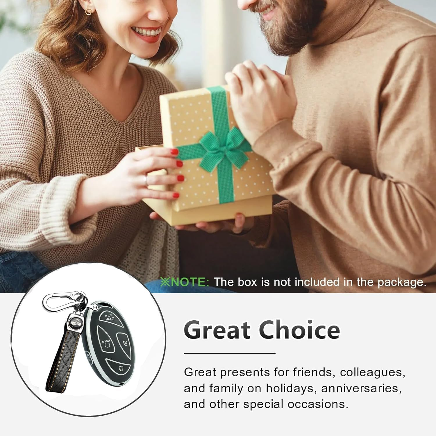 Hyundai Key Fob Cover with Keychain, Soft TPU Smart Key Protector Case for 2024-2025 Hyundai Ioniq 6, Grandeur GN7, KONA, Elantra, Santa Fe, Sonata, Tucson &ndash; Anti-Scratch Key Fob Shell image number 2