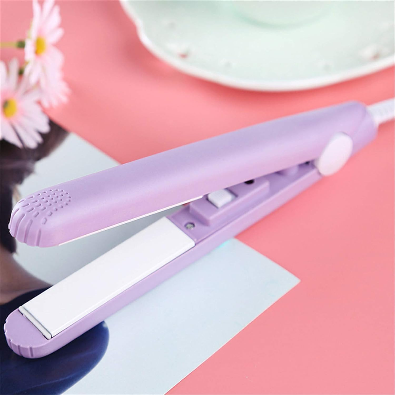 Purple 2024 New 2-In-1 Mini Ceramic Curling Iron and Straightener for Fine and Short Hair, 1/2 Inch Barrel image number 3