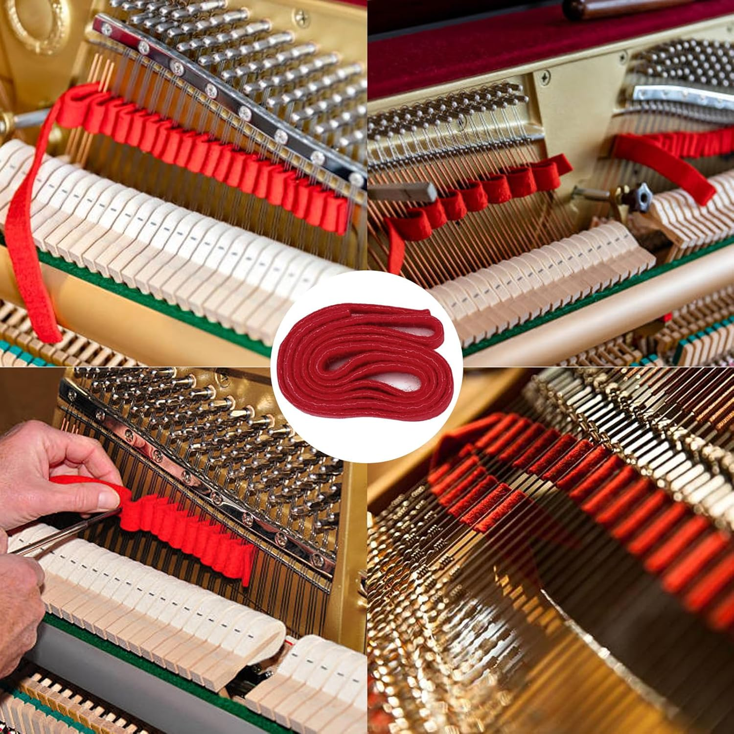 Piano Tuning Tool, 8Pcs Professional Piano Tuning Kit - Tunning Wrench Hammer Tools Accessories DIY Piano Fixing Set, Rubber Mute Felt Temperament Strip for Beginners and Professionals Tuner image number 2