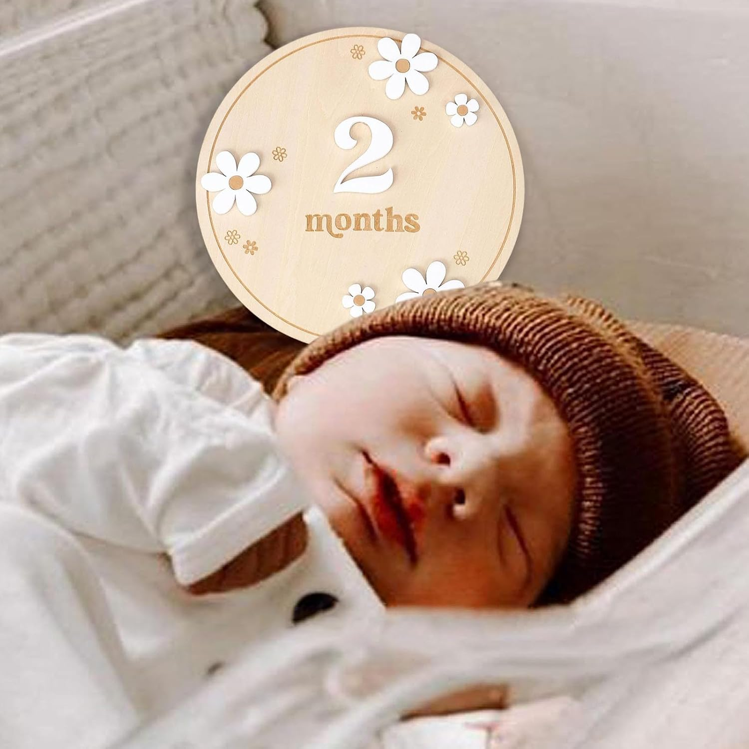 Baby Months Signs | Wood Monthly Board for Baby | Creative Wooden Memorial Blocks, Decorative Month Signs Board image number 5