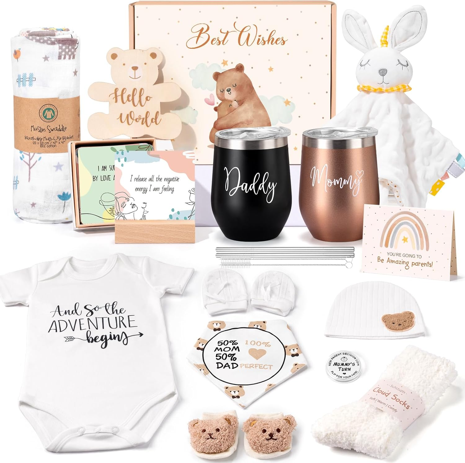 Suhctuptx New Mom Gifts for Women, Top Pregnancy Gifts for New Parents Gender Reveal Gifts with Mom and Dad Tumbler Set for First Time Moms, Expecting Parents to Be, Gender Reveal, Baby Shower&hellip;