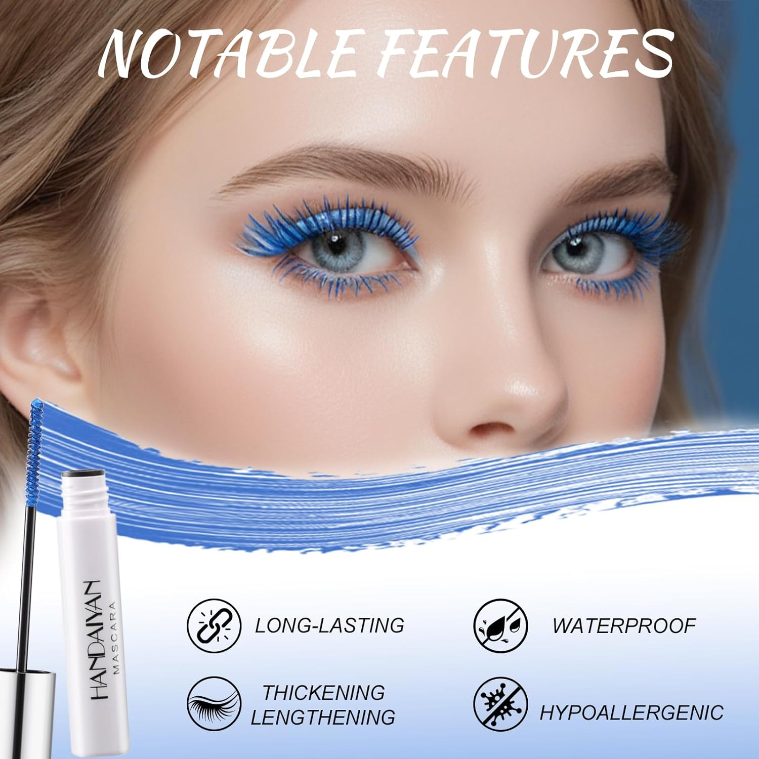 YBUETE Blue Mascara, Colorful Mascara for Cosplay Party Eye Makeup, Long-Lasting Waterproof Colored Mascara Makeup, Long & Thick Curling Mascara, Colorful Mascara Eye Makeup Present for Women - Pink image number 5
