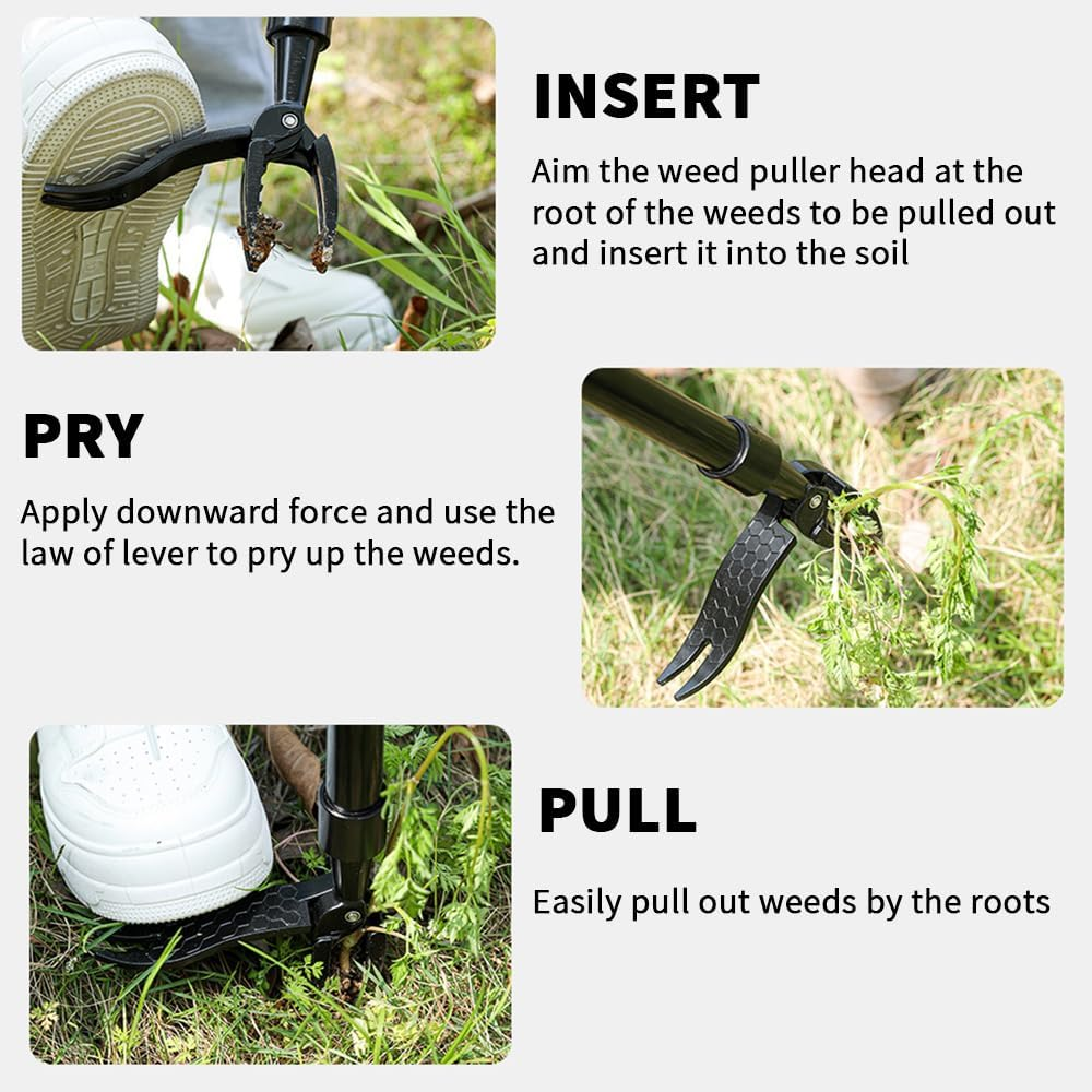 TOMVAES Weed Puller, Weed Puller Tool Stand-Up Weeder with Metal Long Handle/Stainless Steel Claw, for Lawn and Garden,Easily Remove Weeds without Bending, Pulling,Or Kneeling image number 4