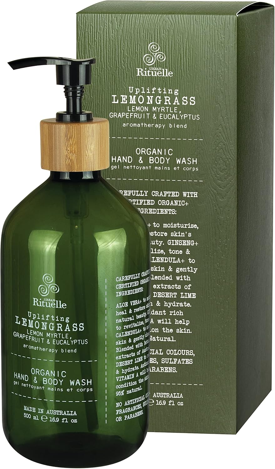 Urban Rituelle Flourish Organics Hand & Body Wash, 500Ml - Soothing Wash with Vanilla, Lavender & Geranium, Enriched with Aloe Vera, Ginseng & Desert Lime, Gently Cleanses, Soothes & Softens Skin