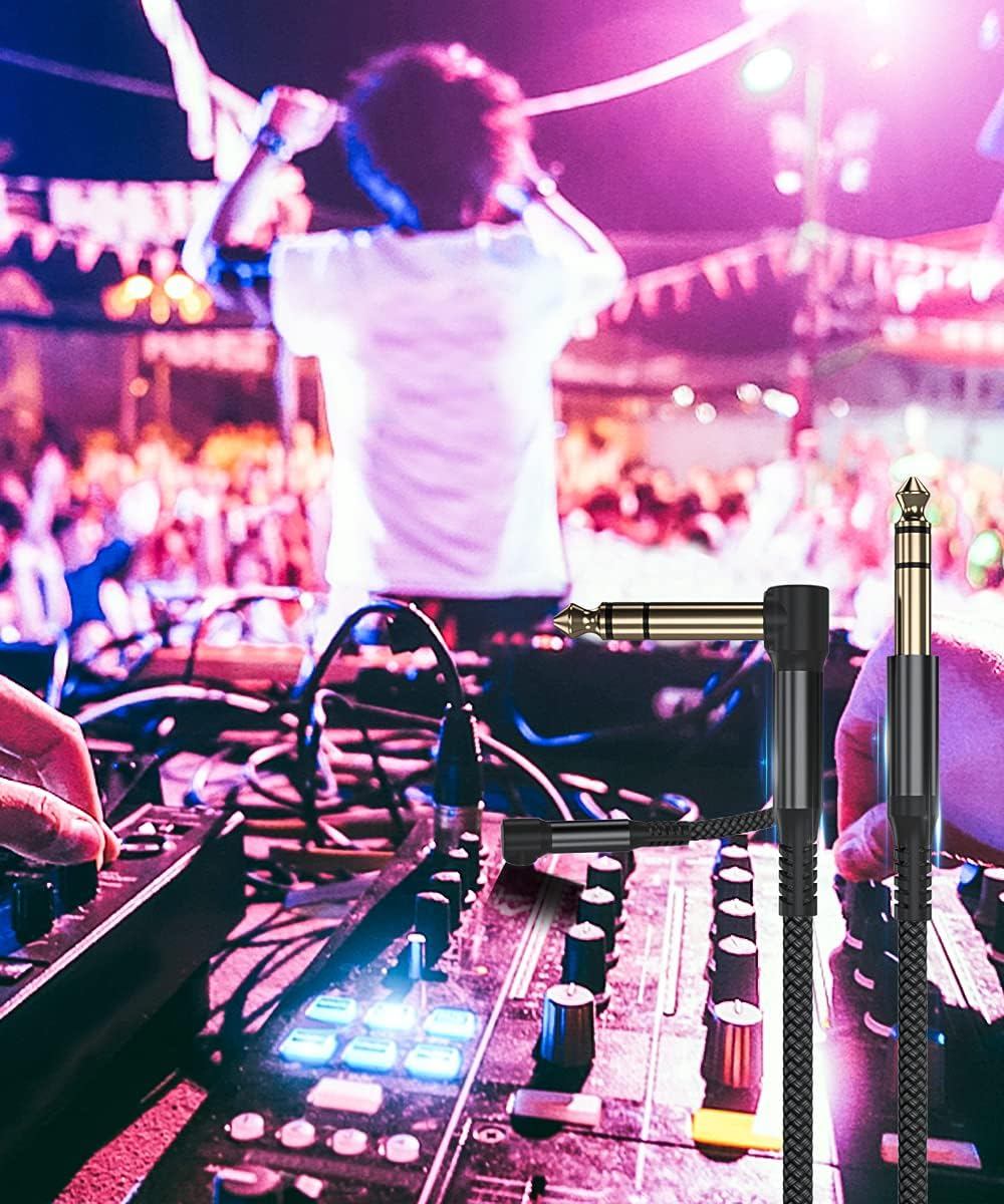 RUXELY 6.35Mm TRS Instrument Cable 1M 2-Pack,Right Angle 90 Degree 1/4 Inch Male Jack Stereo Audio Cord,6.35 Balanced Line Lead for Electric Guitar,Bass,Keyboard,Mixer,Amplifier/Amp,Speaker,Equalizer image number 6