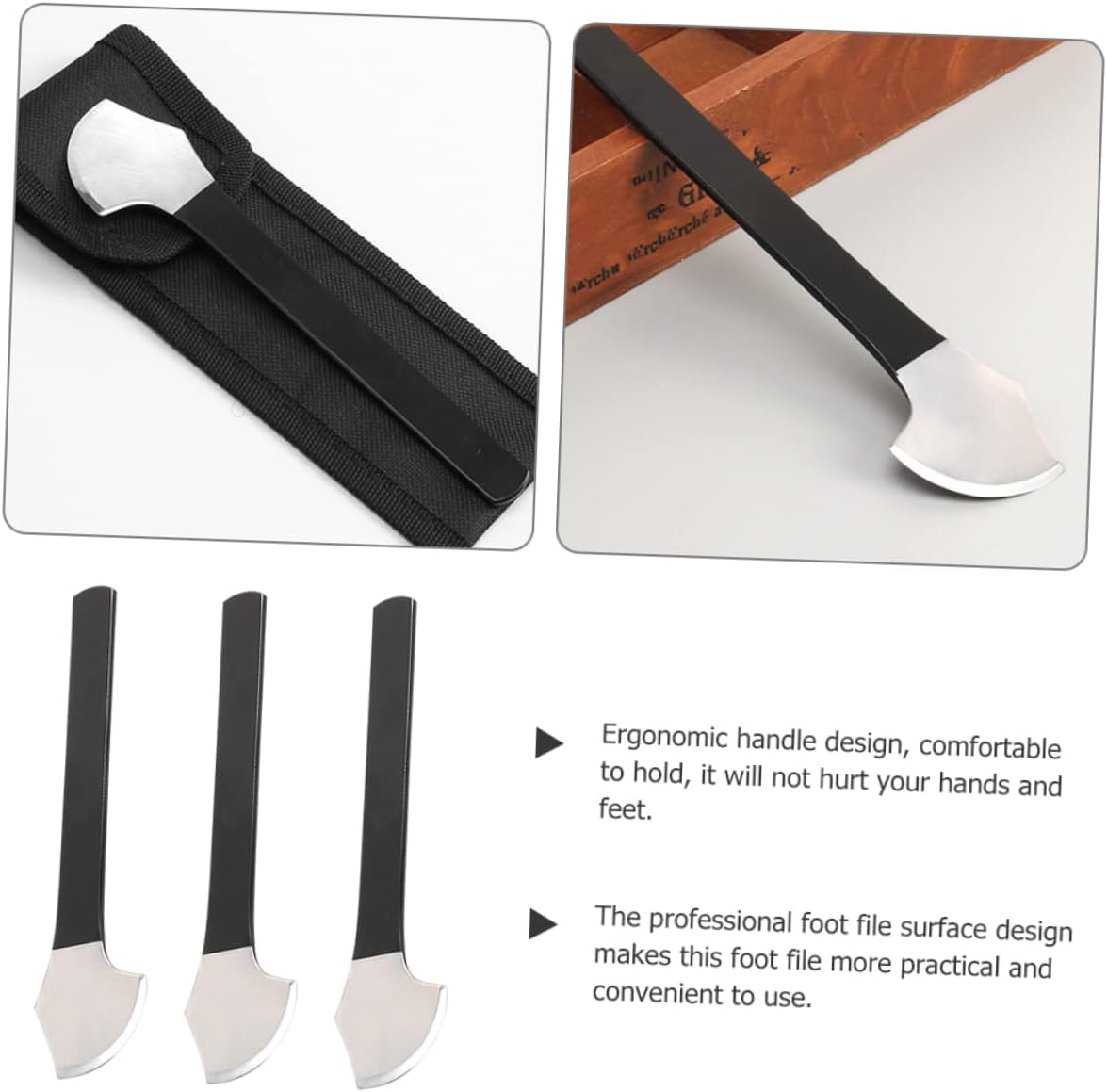 SOPOTUTU 3Pc Foot File Tool Set Professional Pedicure Supplies for Dead Skin Removal Handheld Foot Scrubber for Home Use Suitable for Callus and Hard Skin Care