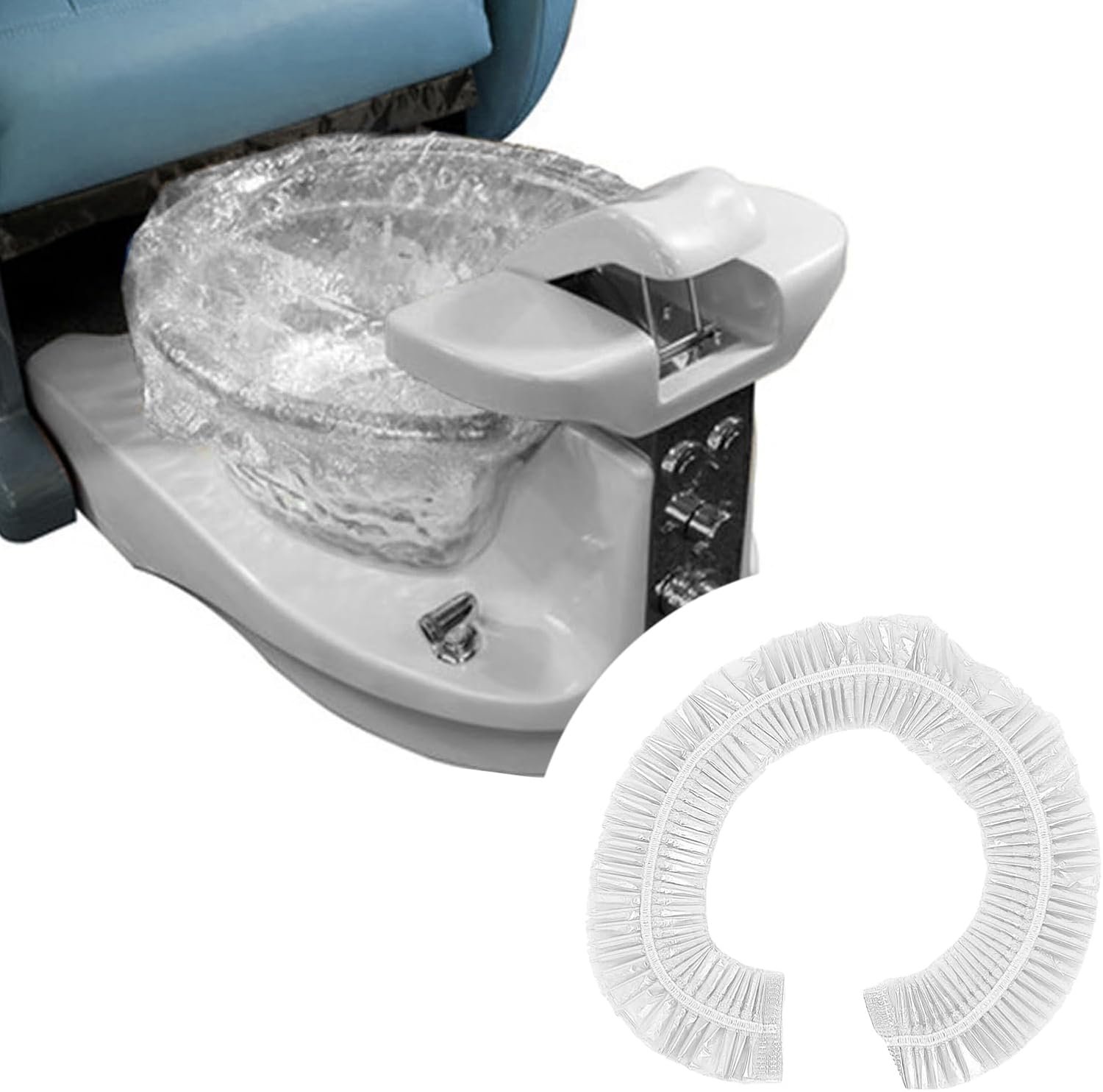 25 Pcs Prettyclaw Disposable Spa Chair Liners Elastic Bags for Pedicure and Foot Massage Fits Most Salon Chair Tubs Clear