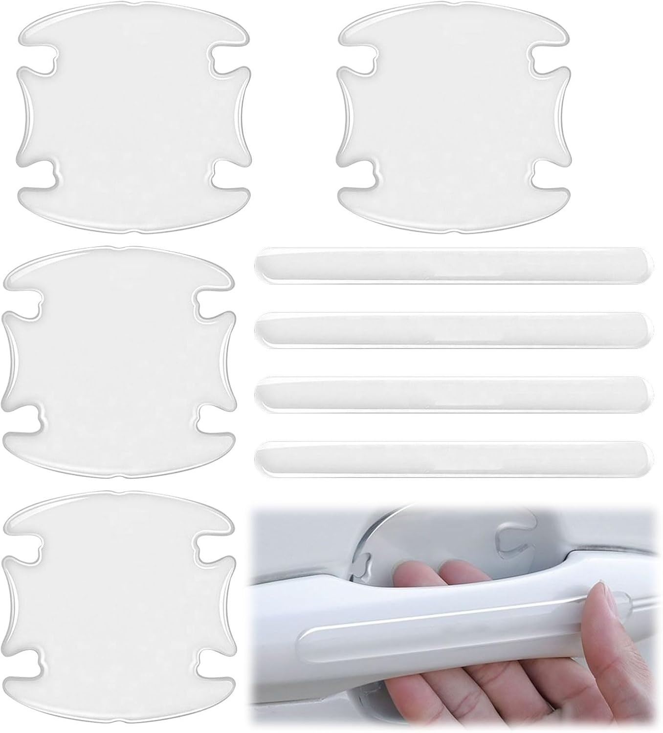 8 Pcs Car Door Handle Protector, Invisible Car Door Edge Protector, Film Waterproof Scratch Resistant Stickers, Auto Paint Protection for Dents & Daily Wear, Compatible with Nearly All Models image number 5