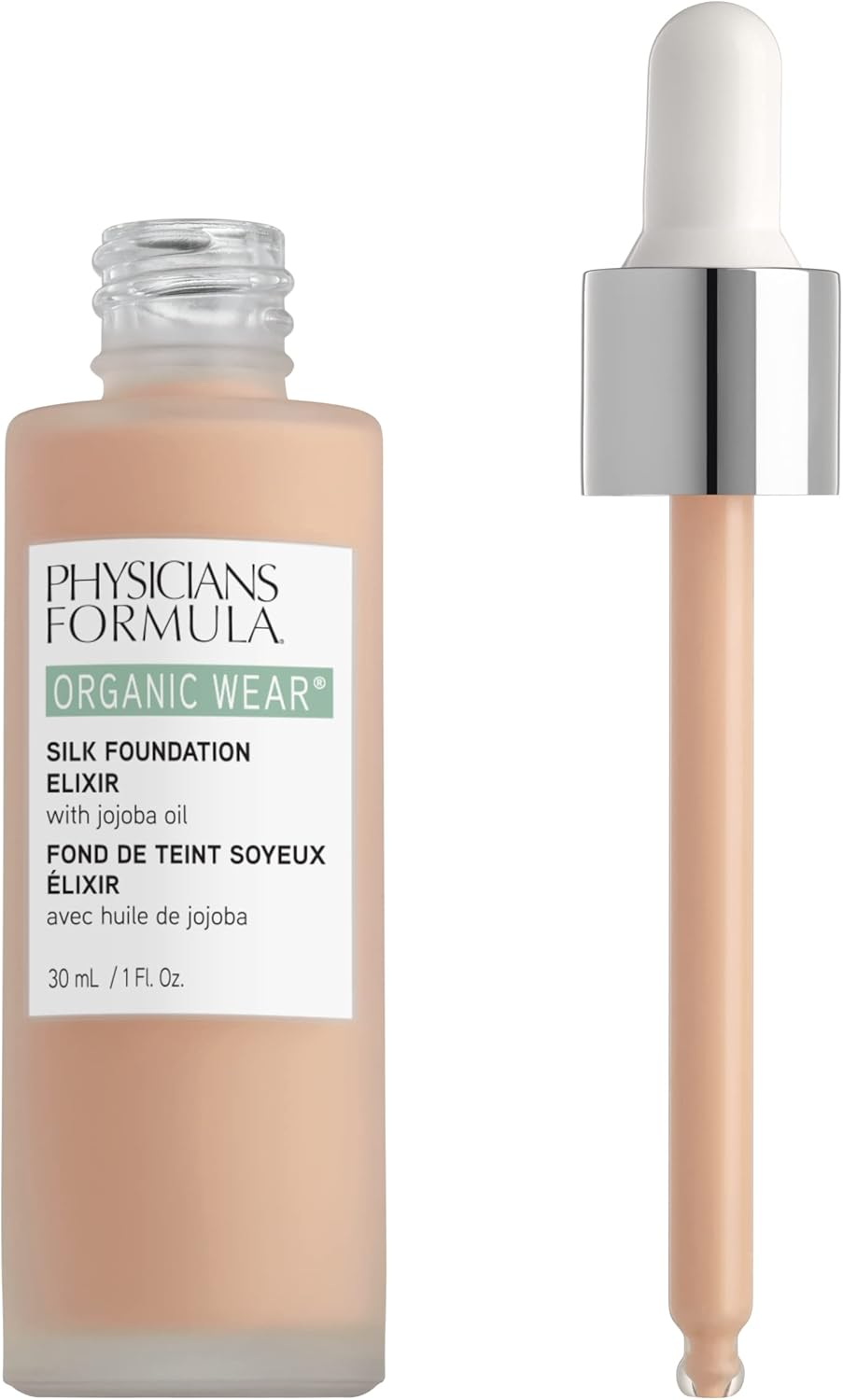 Physicians Formula Organic Wear All Natural Liquid Foundation Elixir Fair, Full Coverage | Dermatologist Tested, Clinicially Tested, 01 - Fair