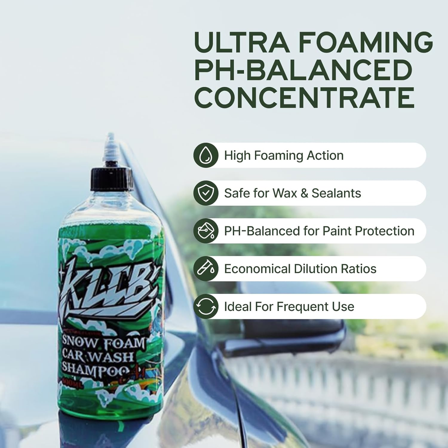 KLCB A1 Snow Foam Car Wash Shampoo &ndash; Ultra High Foaming Ph-Balanced Car Soap &ndash; Safe for Waxed and Coated Paint &ndash; Ideal for Foam Cannons, Buckets & Pressure Washers &ndash; 600Ml Concentrated Formula image number 2