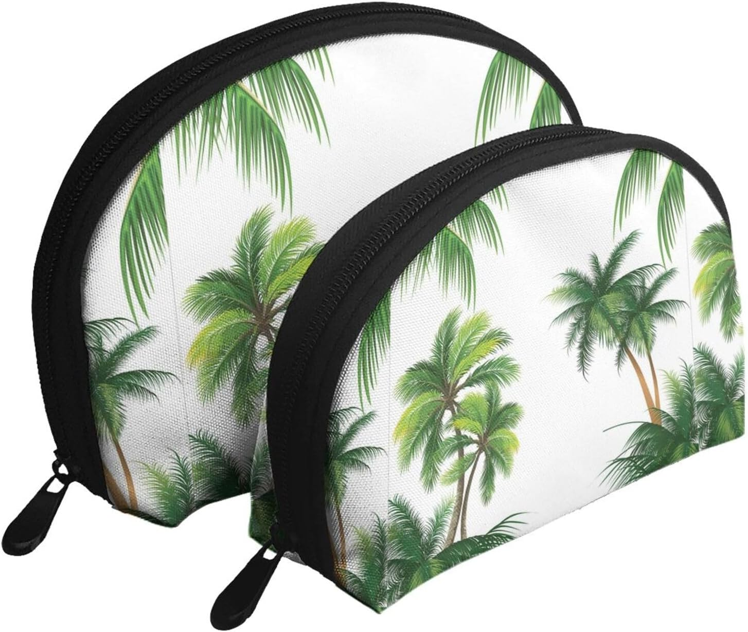 Cozimangoe Coin Pouch Makeup Bags Set, 2 Piece Shell Shape Cosmetic Bag with Pockets for Daily Travel Handbag Lipstick Keys Toiletry, Personalized Coconut Palm Tree image number 4