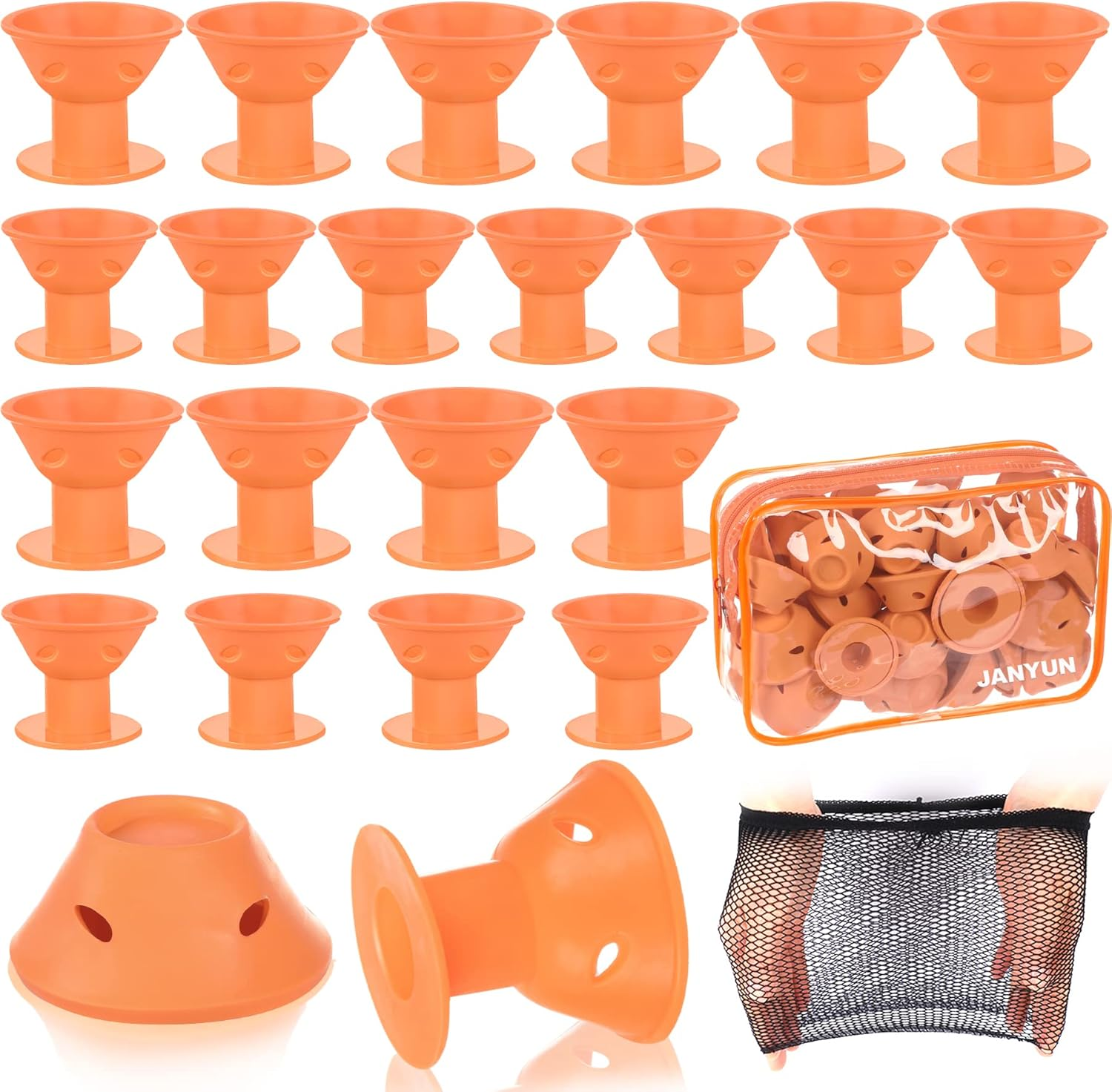 40 Pcs Pink Magic Hair Rollers,Include 20Pcs Large Silicone Curlers and 20Pcs Small Silicone Curlers