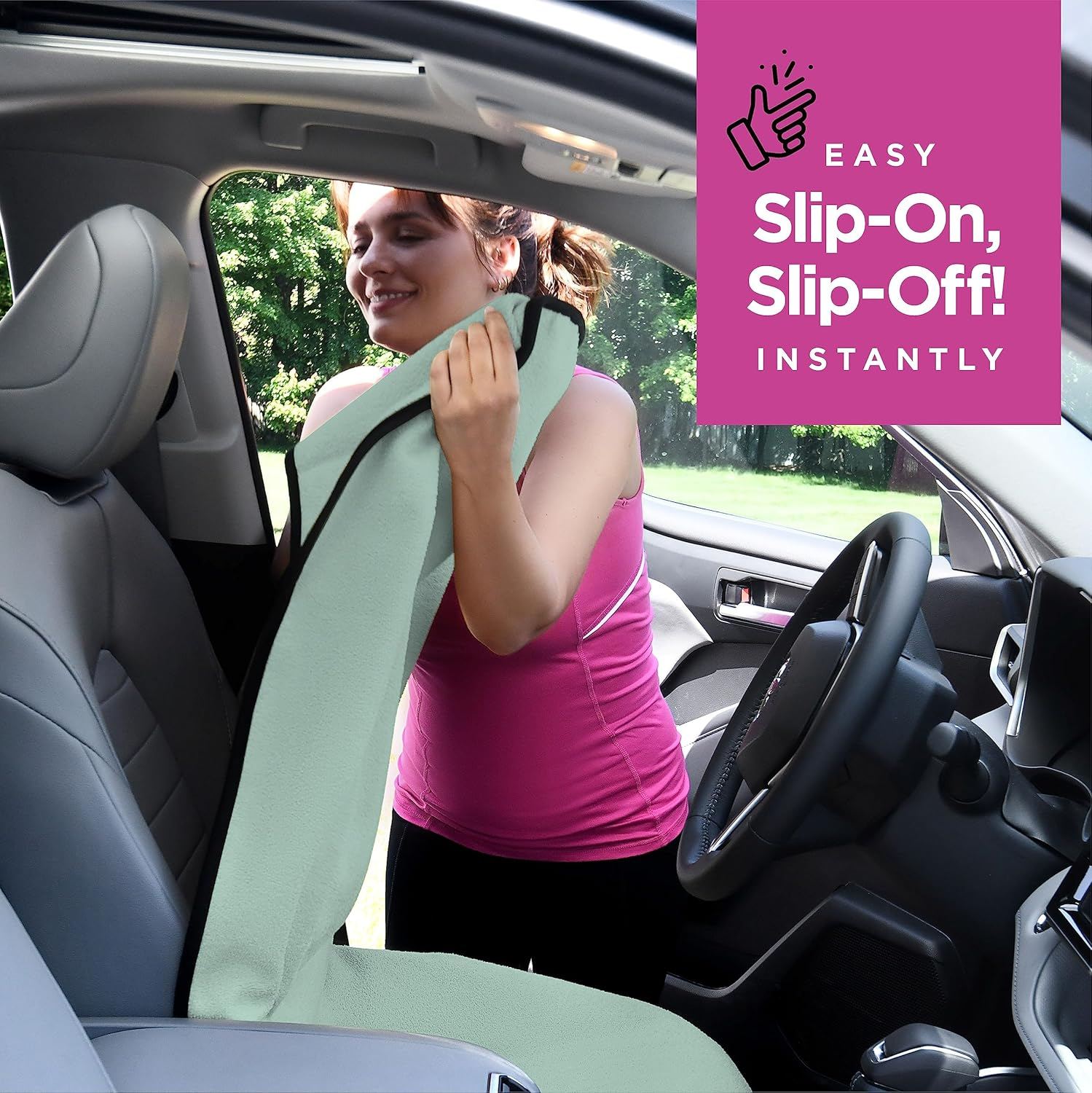 Lebogner Waterproof Seat Cover, Sweating Towel for Post Gym Workout, Running, Swimming, Beach and Hiking, Universal Fit Anti-Slip Protector Cars, Suvs Trucks, Machine Washable, Mint Green (1096-1268) image number 3