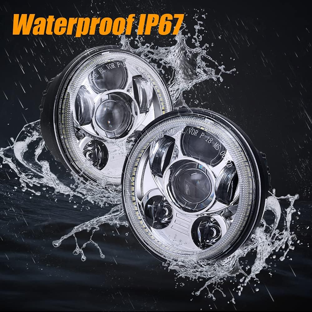 5-3/4 5.75 Inch LED Motorcycle Headlight Compatible with Harley Davidson Sportster Dyna Low Rider Street Bob Lron 883 1200 Softail Wide Glide Triple Headlamp - Black image number 2