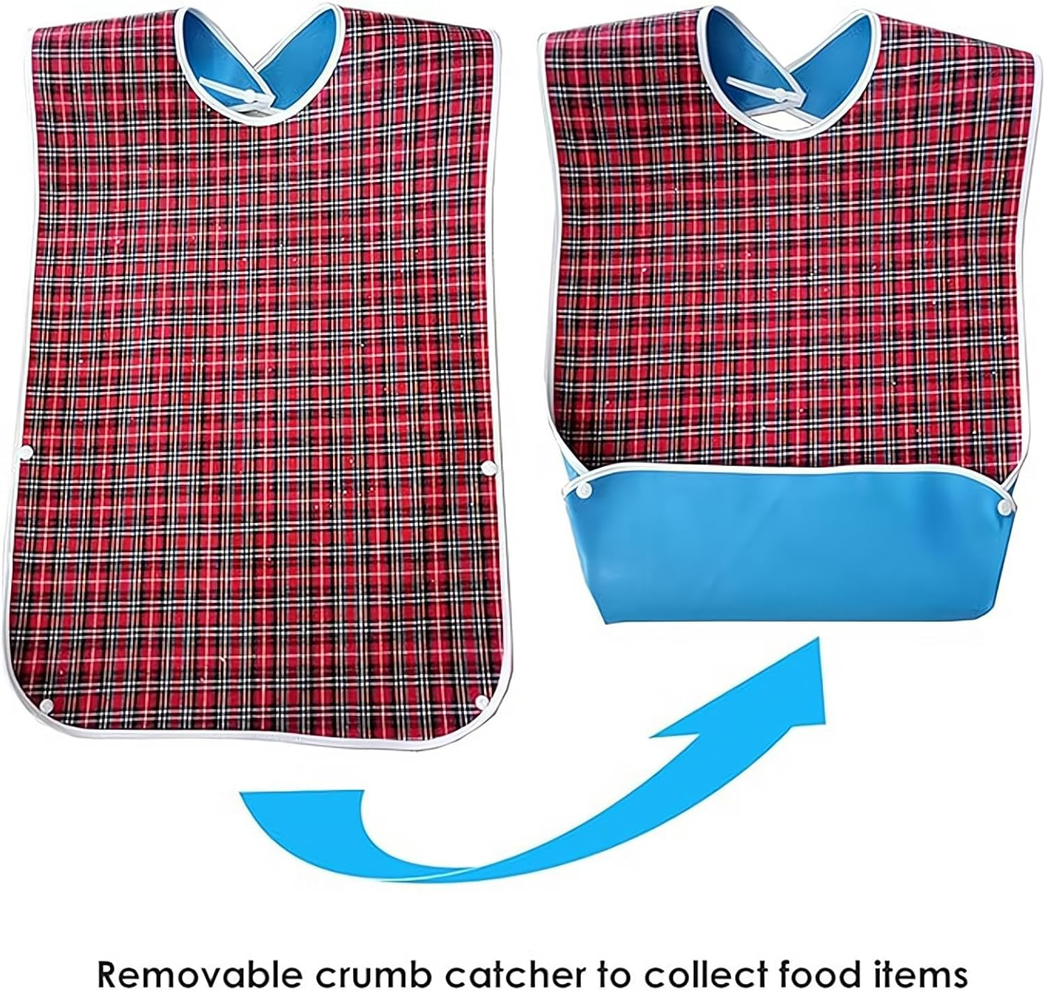 1Pc Adult Bibs, Washable Dining Bibs Reusable Clothing Protector for Elderly Women Men