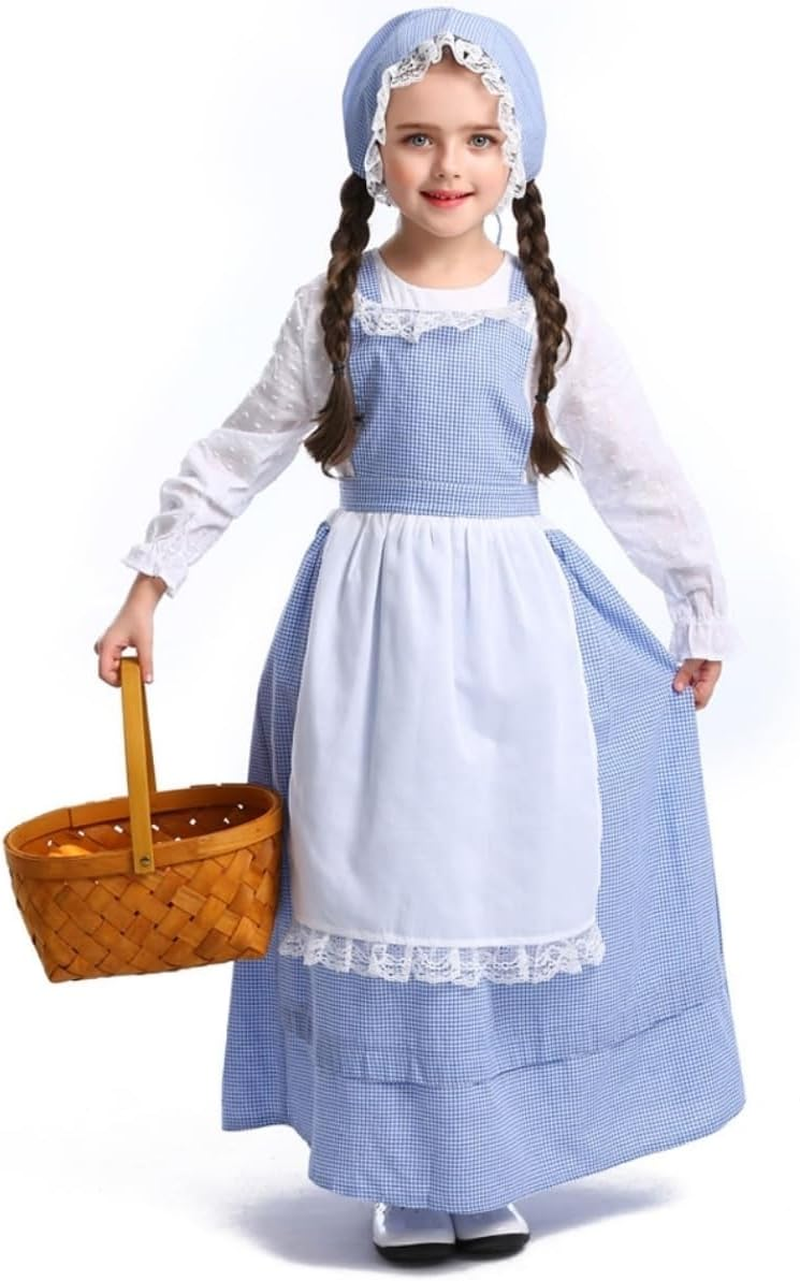 Costume Bay Pioneer Olden Days Costume Pilgrim Frontier Colonial Victorian Book Week Historical Dress Cotton Material School Event Educational Play Attire