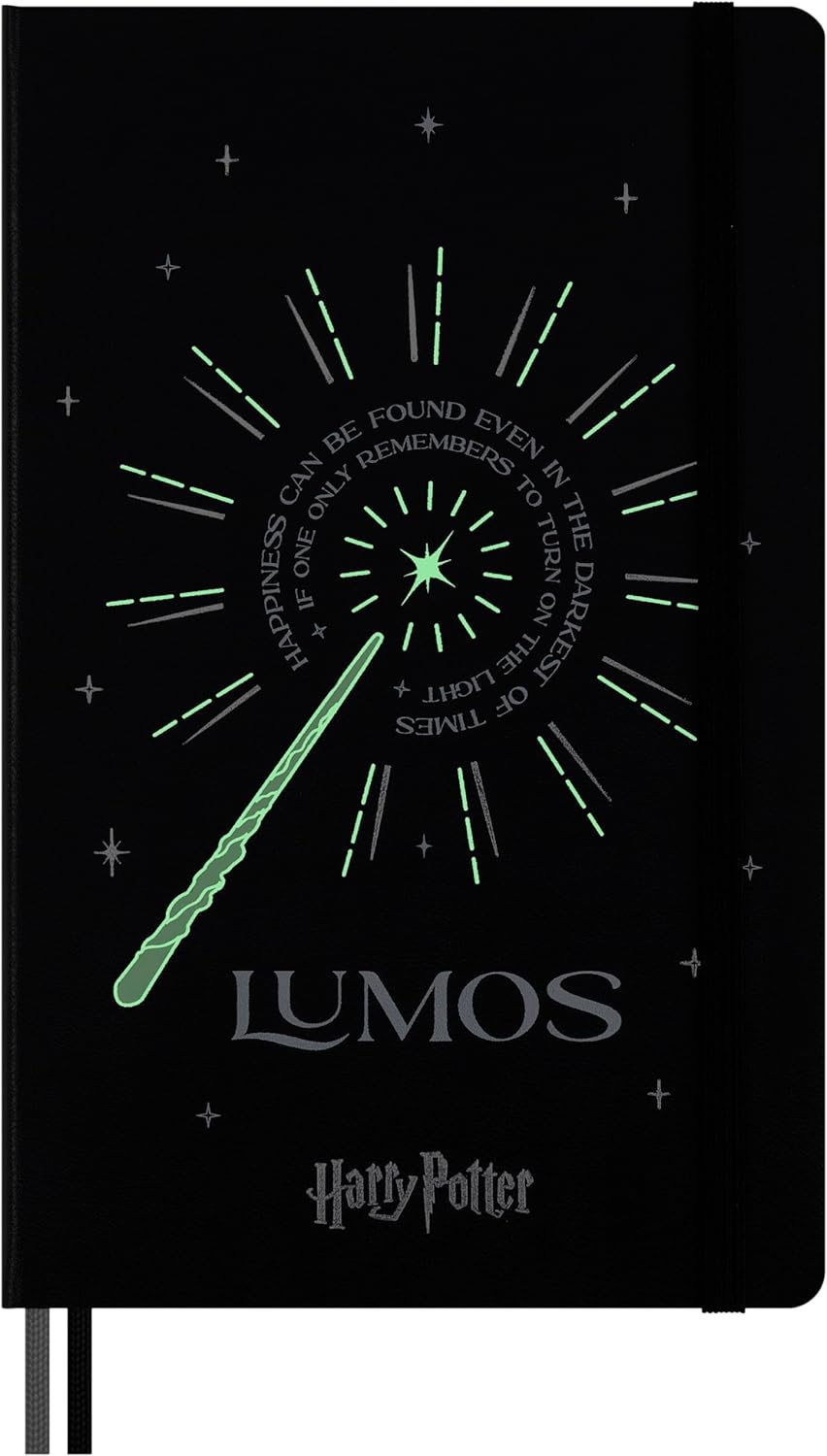 Moleskine Limited Edition Harry Potter Lumos Spell Notebook with Glow in the Dark Special-Effect, Hard Cover, Ruled, Large (5" X 8.25"), Black, 176 Pages image number 6