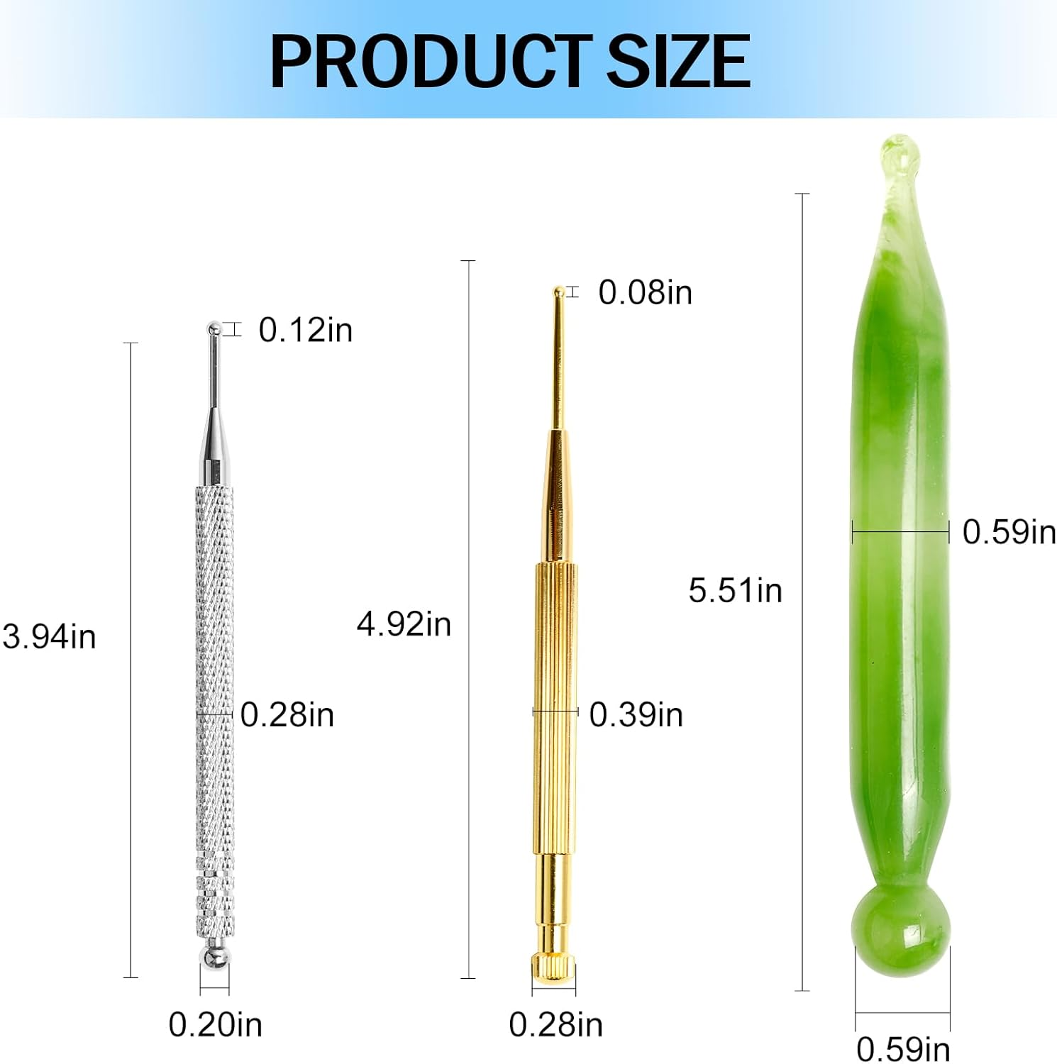 4PCS Massage Tools Acupuncture Pen Self Massage Gua Sha Pointing Pen with Silver Stainless Steel Ear Point Acupuncture Pen with Gold Double Headed Ear Massage Pen image number 3