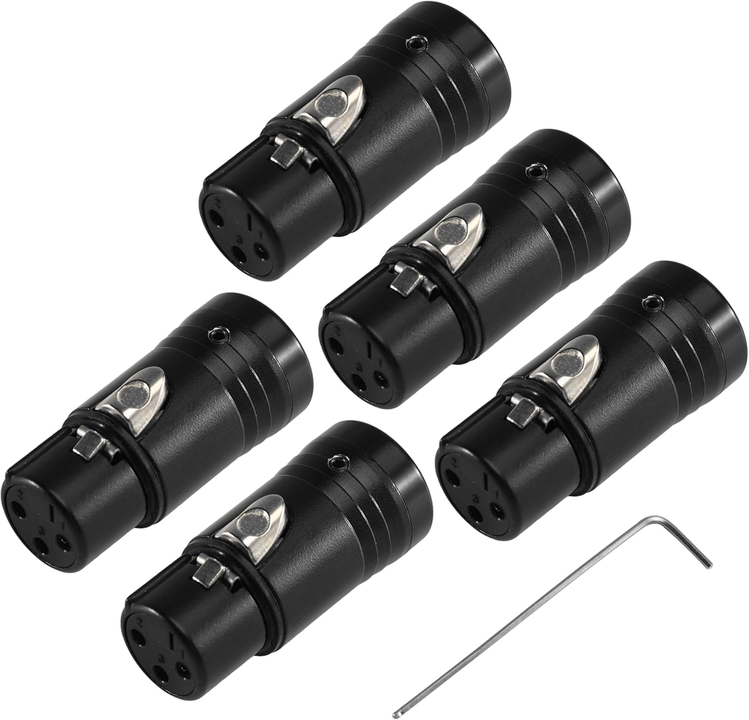 Pro-C DIY Low Profile XLR Gold 3 Pin 90 Degree Right Angle Rotateable XLR Female Connectors with Wrench for Audio Microphone - 5 Pack image number 5