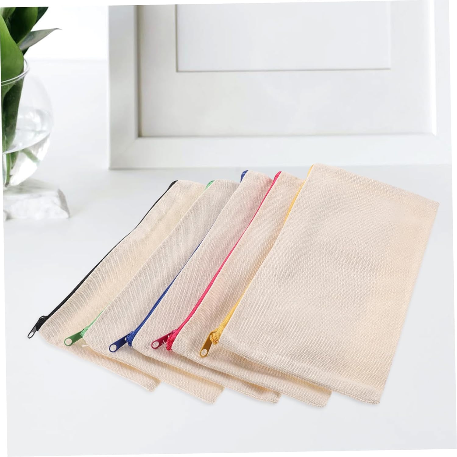 DDPOND 5Pcs Graffiti Canvas Pencil Case Blank Zipper Makeup Bags for Travel Hand-Painted Cosmetic Organizers Versatile Art Supplies Storage for Daily Use image number 3