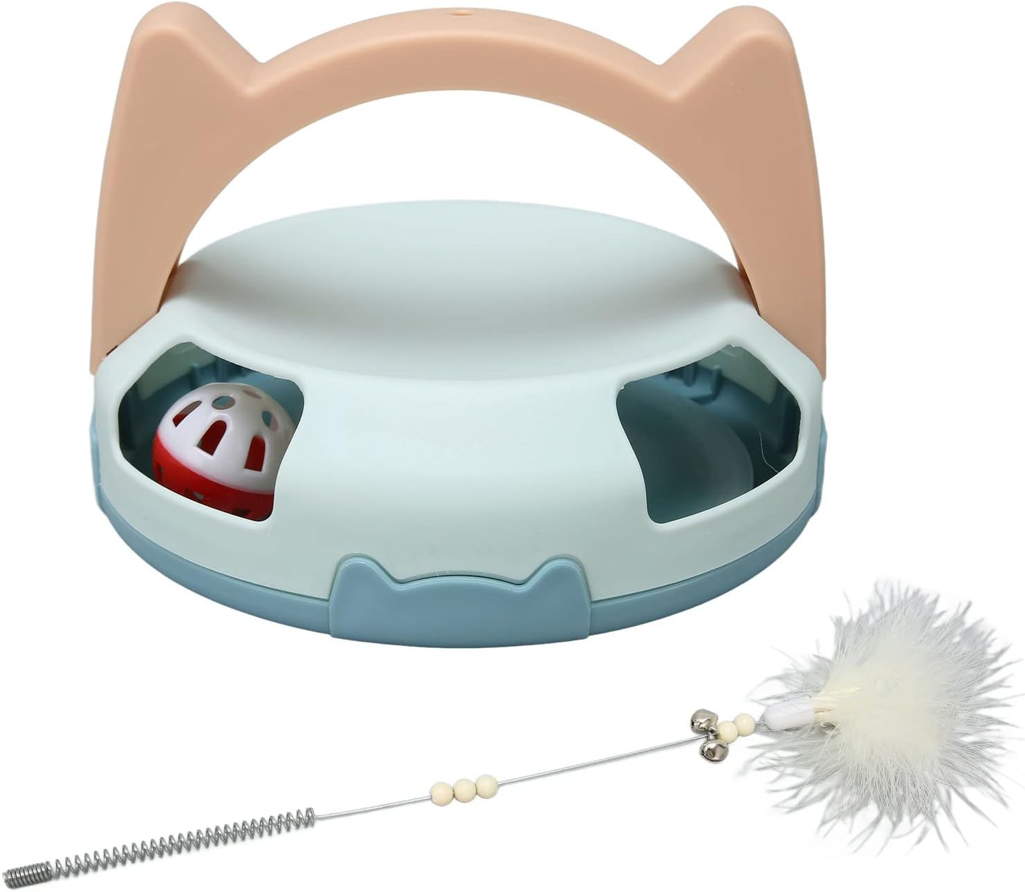 EVTSCAN Interactive Cat Feather Toy, with Bell Ball, Automatic Cat Toys, for Indoor Cats Play Chase Exercise Pet Supplies,Kitten Mental Exercise Toys image number 3