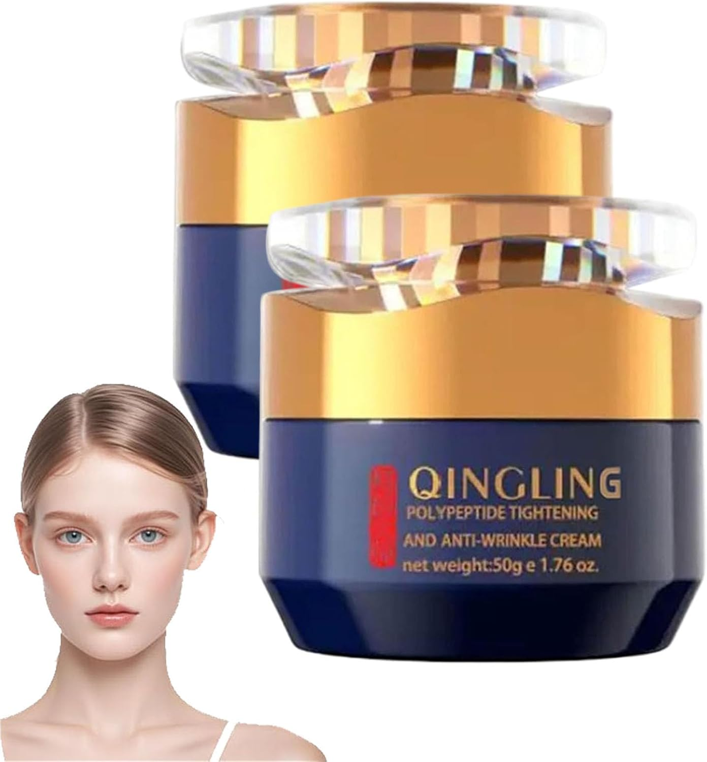 Qingling Face Cream, Qingling Wrinkle Removal Cream, Polypeptide Tightening and Anti-Wrinkle Creams, Qingling Crema Para-Arrugas, Anti-Aging Moisturizer for Firming Face (2PCS)