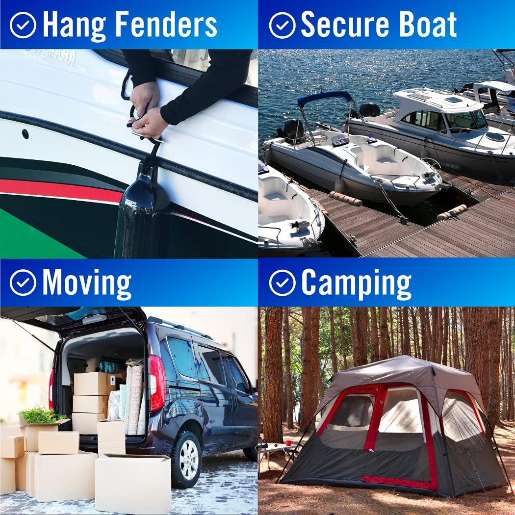 Better Boat 2 Pack Black Marine Grade Double Braided Nylon Dock Line with Loop, 6 Feet X 3/8 Inch, Compatible with Boat Bumpers Fenders image number 6