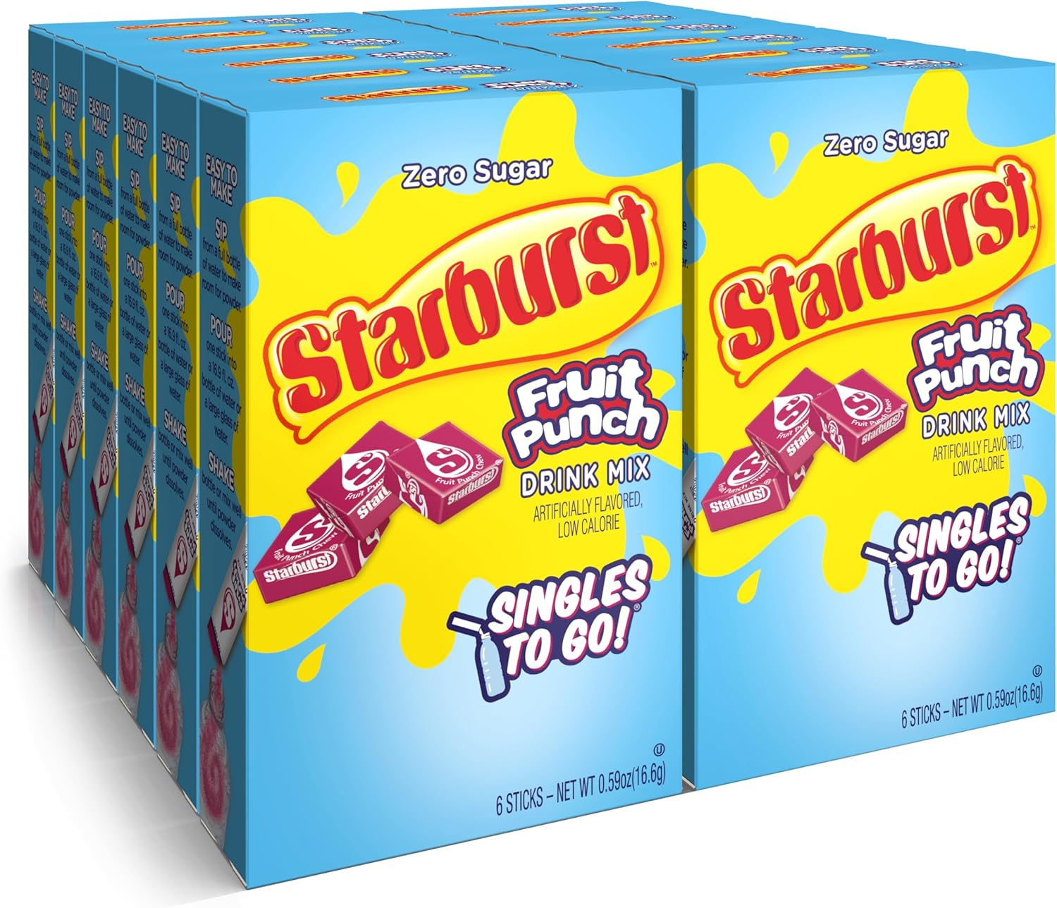 Starburst Singles to Go Powdered Drink Mix, All Pink Strawberry, 12 Boxes with 6 Packets Each - 72 Total Servings, Sugar-Free Drink Powder, Just Add Water, 0.87 Pound (Pack of 12) image number 4