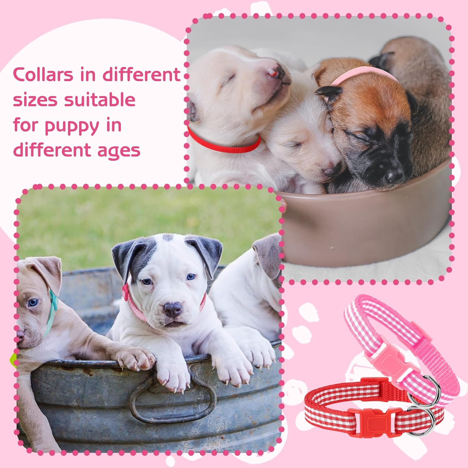 GGSTDDUP 36 Pcs Puppy Collar and Leash Set, Adjustable New Born Dog Collars and Leash Set Soft Nylon Whelping Puppy Collars for Litter Medium Small Dogs Walking Training image number 2