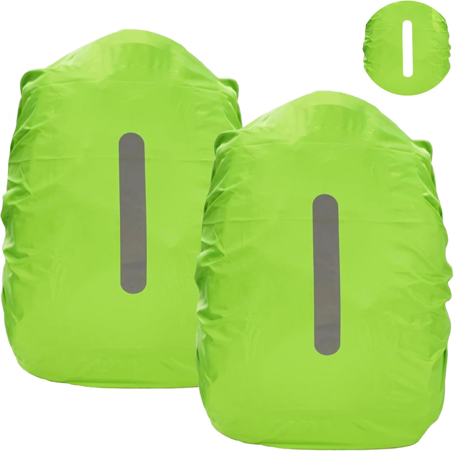 Pack of 2 Rain Covers for Backpacks with Reflective Strips, 15L-50L Waterproof Backpack Rain Cover, Rain Cover School Bag for Hiking, Camping, Travel, Cycling