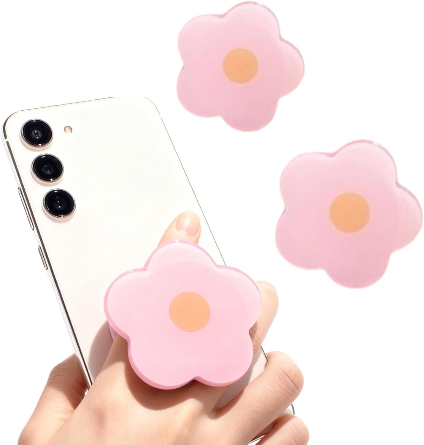 2-Pack Pink Flower Creative Phone Holder; a Fashion Accessory to Add Cuteness to Your Phone, Phones Grip/Creative Holder/Girly Phones Accessories