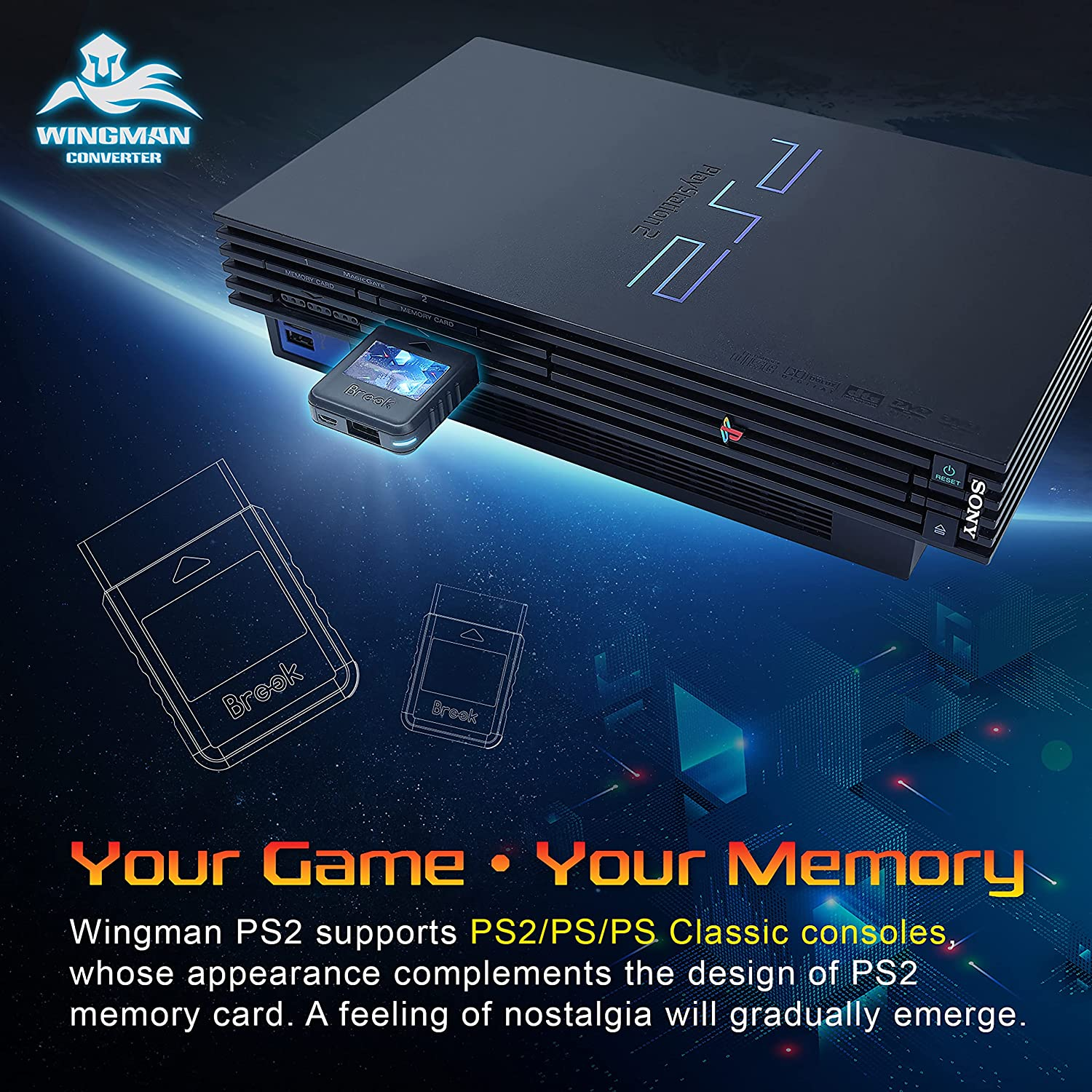 Brook Wingman PS2 Converter - Wireless Version of PS4/3 to PS2/1, Retro Consoles Converter on PS2/ PS1/PS Classic Consoles, for PS Retro Consoles image number 2