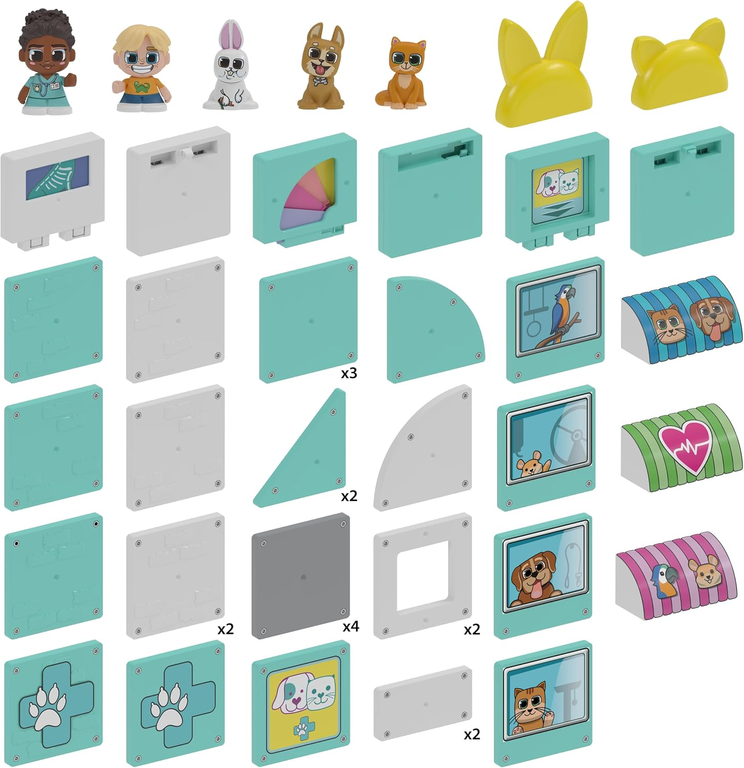 TILE TOWN Pet Vet Magnetic Tiles Construction Building Playset + Figures, Kids 3-5+, New Action Tiles for Action Play, Realistic Builds, STEM Creative Toy, Great Gift for Boys & Girls