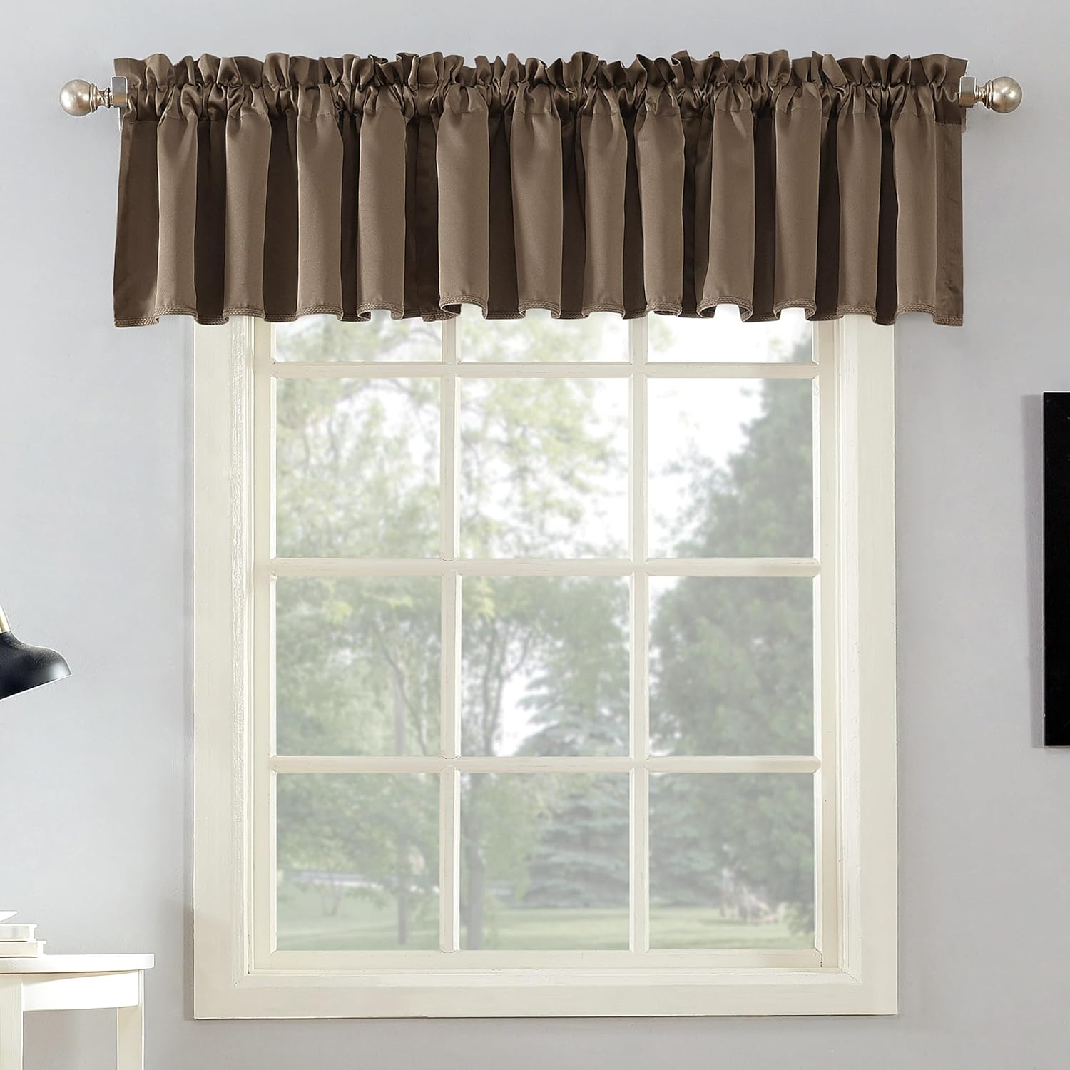 Sun Zero Barrow Solid Energy Efficient Rod Pocket Curtain Valance, 108" X 18", Navy