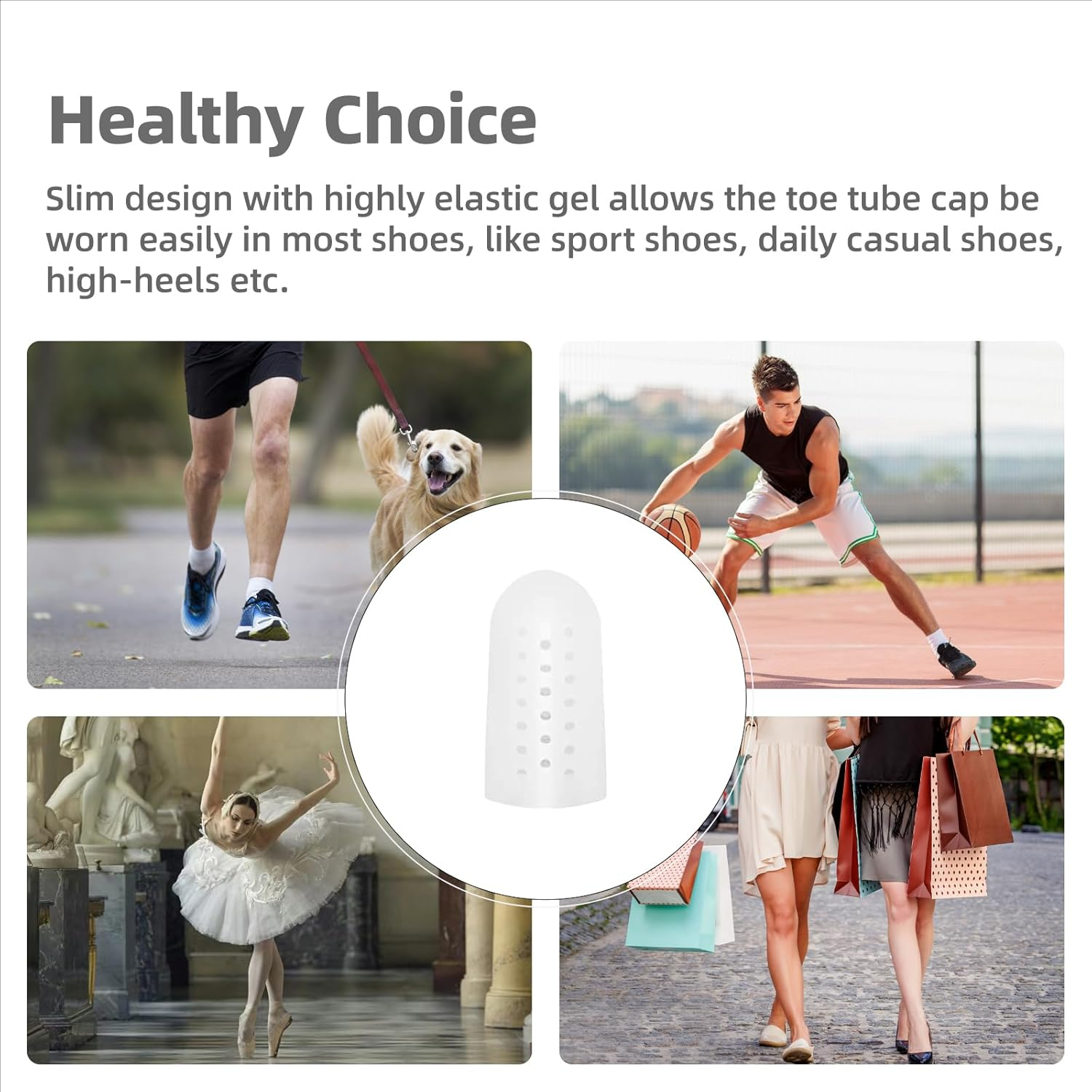 Hzqzaoan 10Pcs Big Toe Protector - Breathable Gel Toe Cap Silicone Toe Cover Sleeves with Holes for Missing/Ingrown Nails, Corns, Blisters & Hammer Toe Comfort (Reduces Rubbing & Discomfort) image number 4