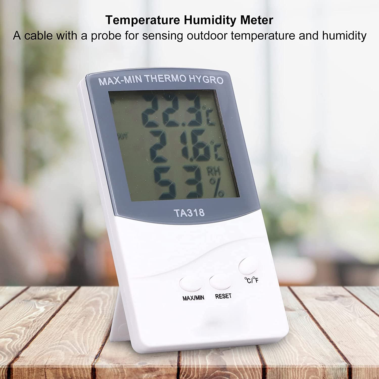 Indoor Outdoor Thermometer, Accurate Digital Hygrometer Indoor Thermometer Humidity Meter with Probe, Large Screen Temperature Humidity Monitor for Home, Office, Garden image number 1