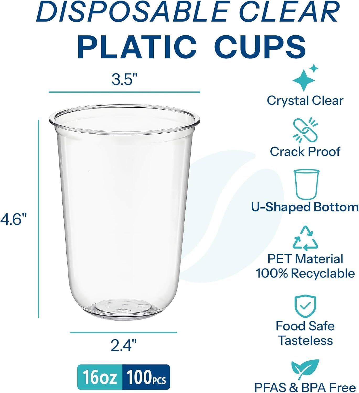 100 Pack 16Oz Clear Reusable Plastic Cups, Versatile Water, Juice, and Coffee Cups for Weddings, Thanksgiving, Christmas, and Parties image number 1