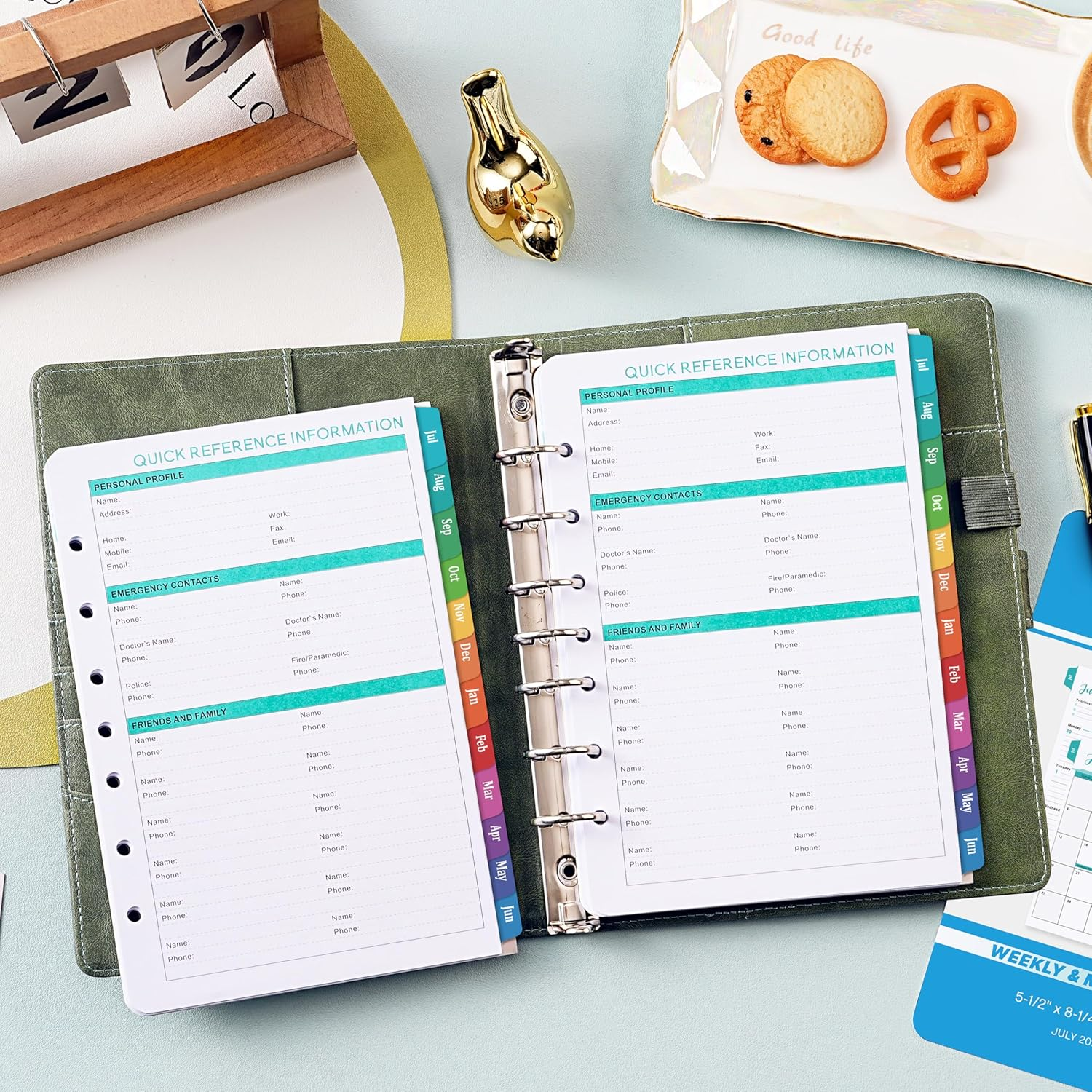 2025-2026 Monthly Planner Refills - 7-Hole Planner Inserts from JULY 2025 to JUNE 2026, 5.5'' X 8.5'', A5 Planner Refills, 2025-2026 Weekly and Monthly Calendar with 7-Hole Punched image number 4