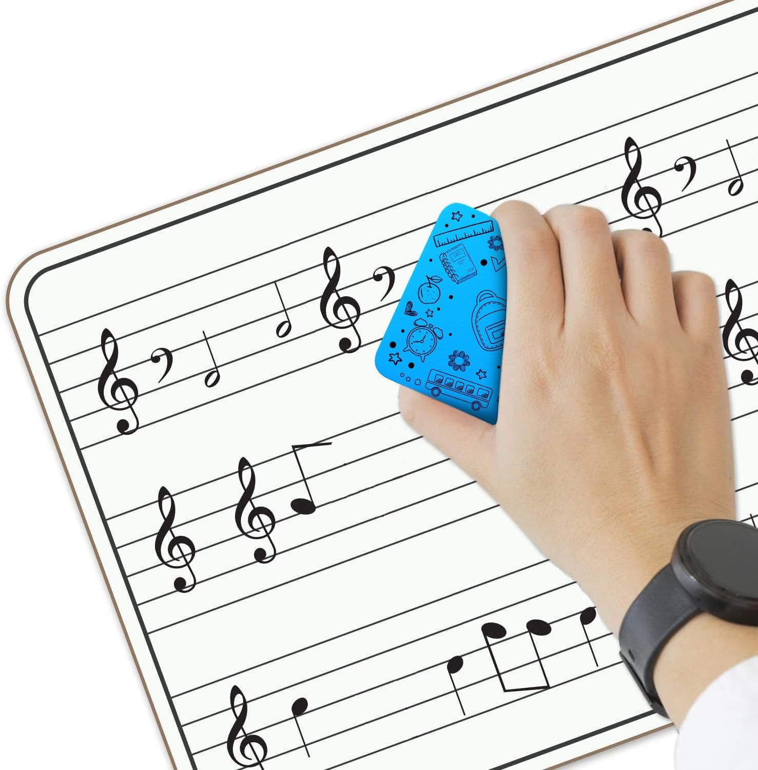 Scribbledo 24 Pack Dry Erase Music Staff White Boards 9" X 12 Inch Lapboard Double Sided Musical Notes Whiteboard for Kids Students, Musicians and Home Erasers Included image number 4