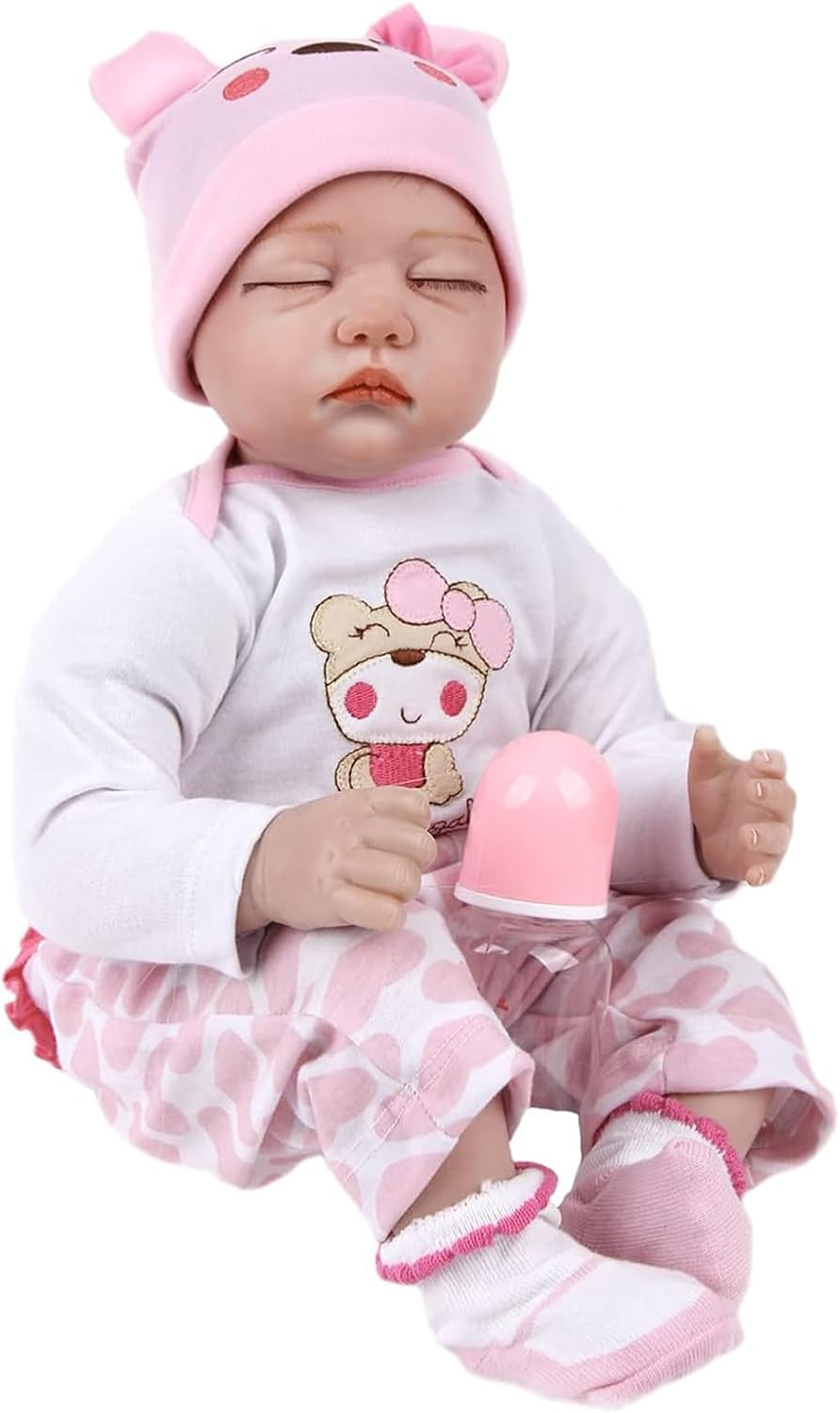 ZIYIUI 22 Inch Realistic Reborn Baby Doll - 55Cm Vinyl Soft Silicone Lifelike Baby with Closed Eyes, Handmade Toddler Doll for Xmas Birthday Gift (Sleeping Girl) image number 5