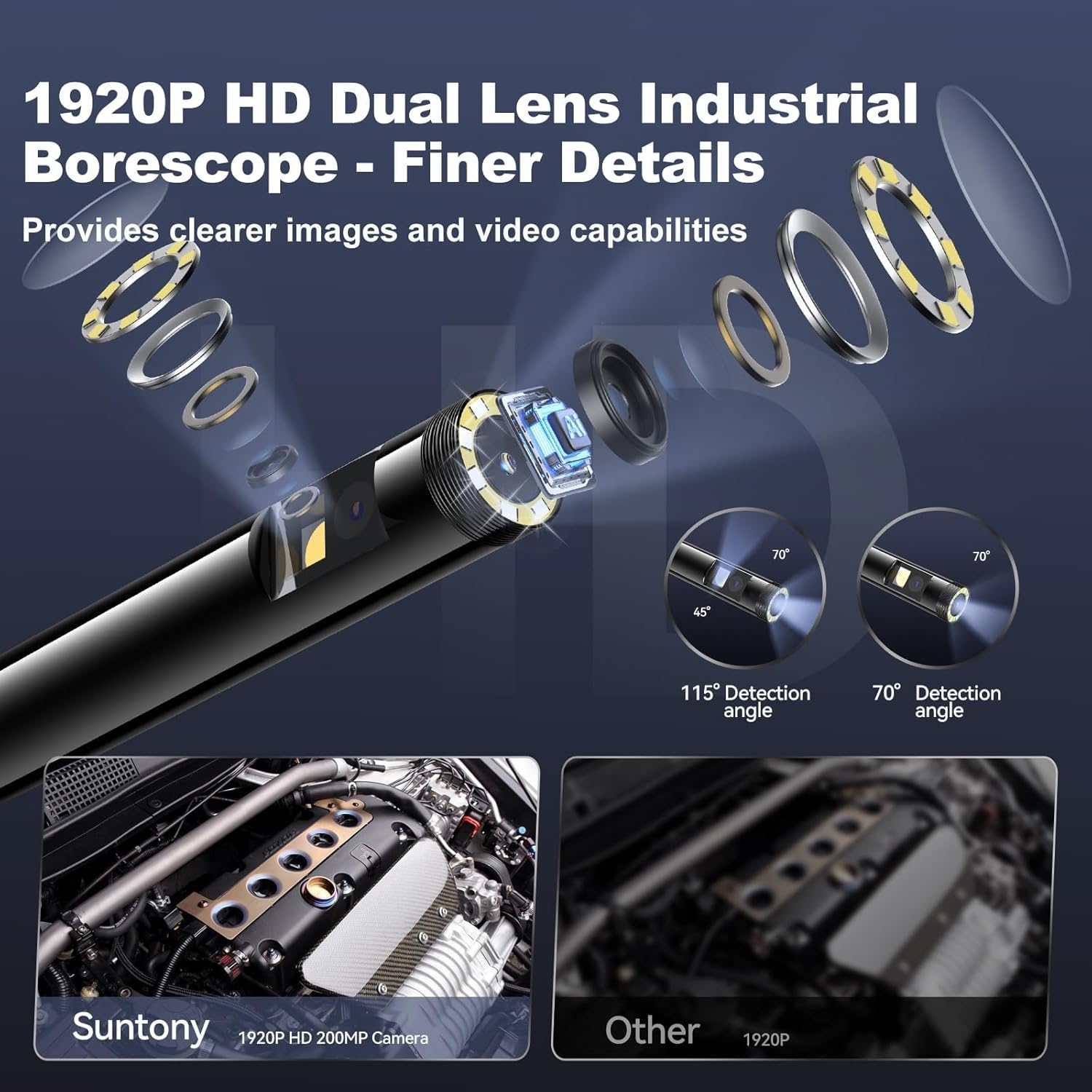 [Dual-Lens] Endoscope Camera with Light, 1920P Borescope Inspection Camera with 8+1 Adjustable LED Lights, Semi-Rigid Snake Cable 16.5FT, IP67 Waterproof for Iphone, Ipad, Samsung,Cool Gadgets for Men image number 6