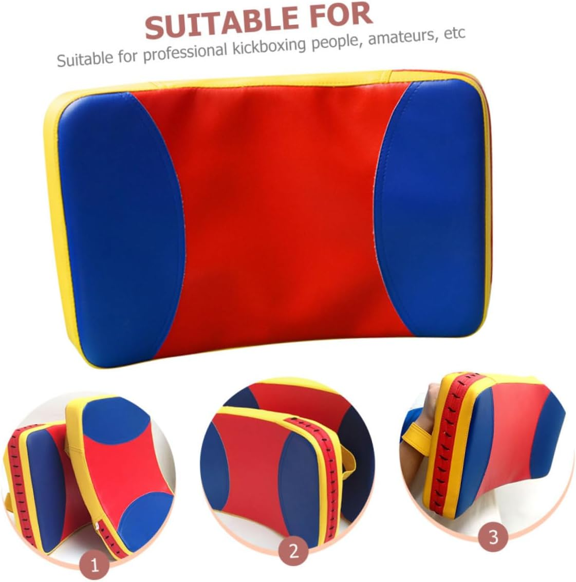 Taekwondo Kick Pad and Boxing Kick Protector Arc-Shaped Thickened Training Paddle Hand Grip Large Size Triple Color for Martial Arts Kickboxing Practice image number 1