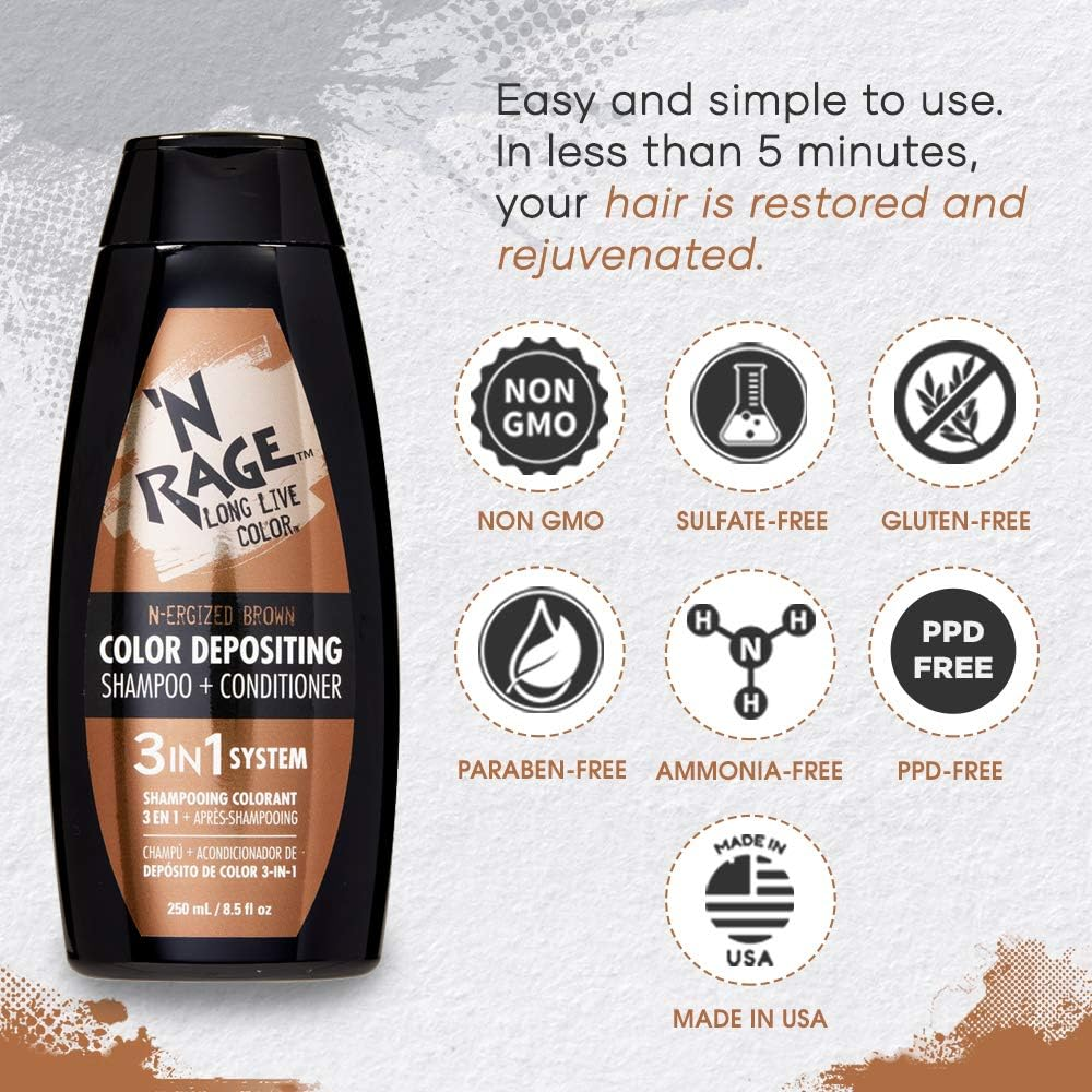N Rage Color Depositing Shampoo + Conditioner 3 in 1 System (N-Ergized Brown) image number 5