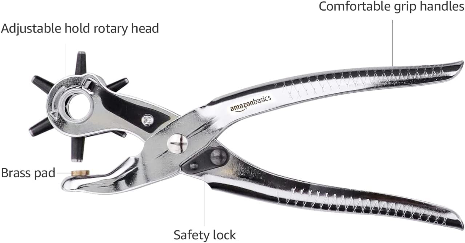Amazon Basics Leather Hole Punch Set, Rotary Puncher, Multi Hole Sizes Maker Tool image number 1