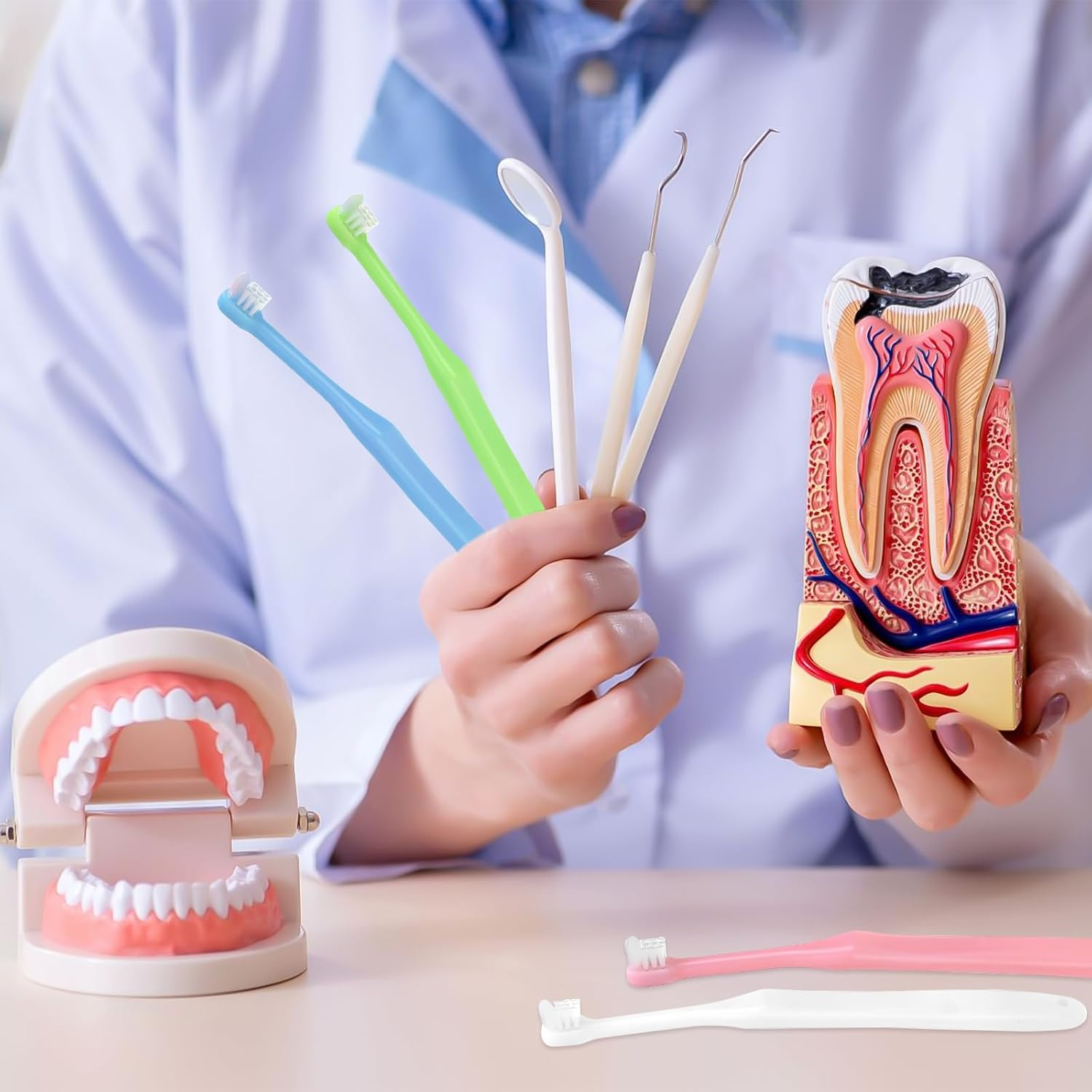 4 Pieces Tuft Toothbrush, Tiny Small Head, Orthodontic Soft Trim, Wisdom Toothbrush, Single Compact Interdental Interspace Brush image number 5