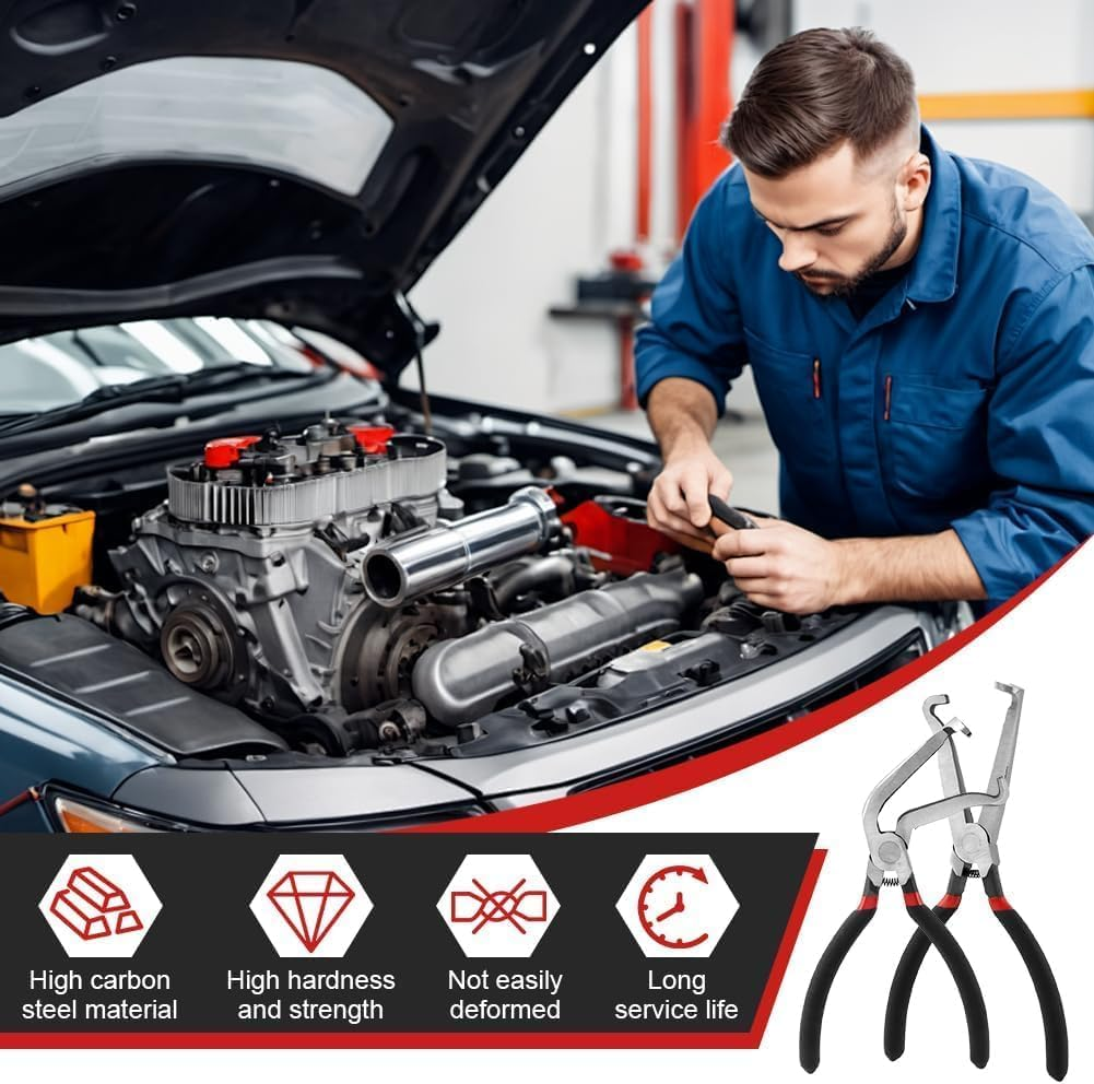 2 PCS Electrical Disconnect Pliers with Spring, Carbon Steel Automotive Electrical Connector Pliers, Spark Plug Pliers, Universal Fuel Line Plier for Car, for Automotive Connector Removal image number 1