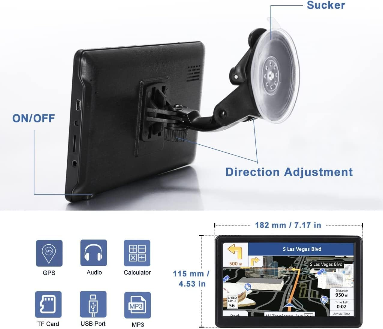 7 Inch Car Sat Nav for Car GPS Navigation with Australia Map Free Updates + TFT LCD Screen + Driver Alerts + Turn-By-Turn Directions image number 5